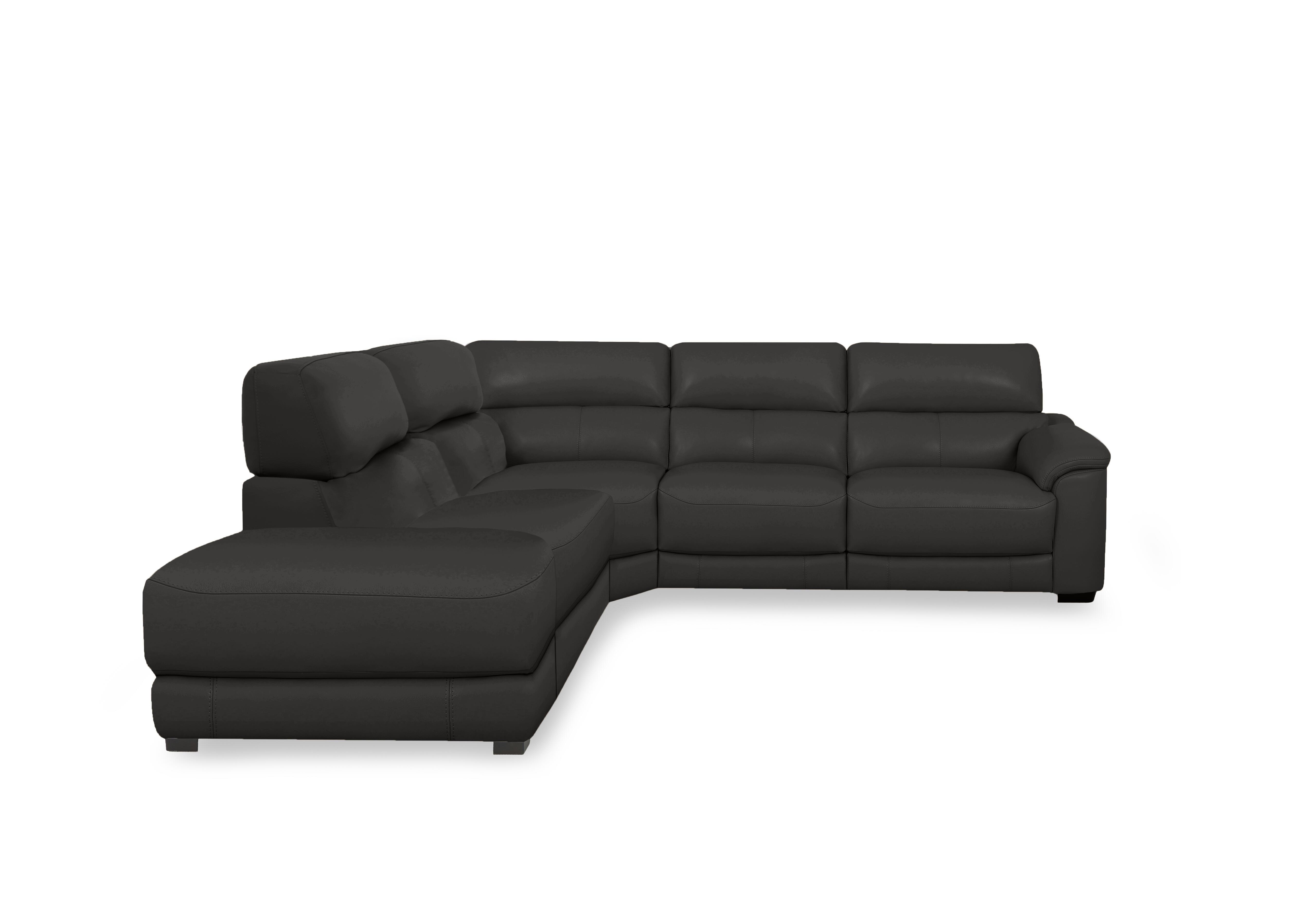 Nova Leather Power Recliner Chaise End Sofa with Power Headrests in Bv-3500 Classic Black on Furniture Village