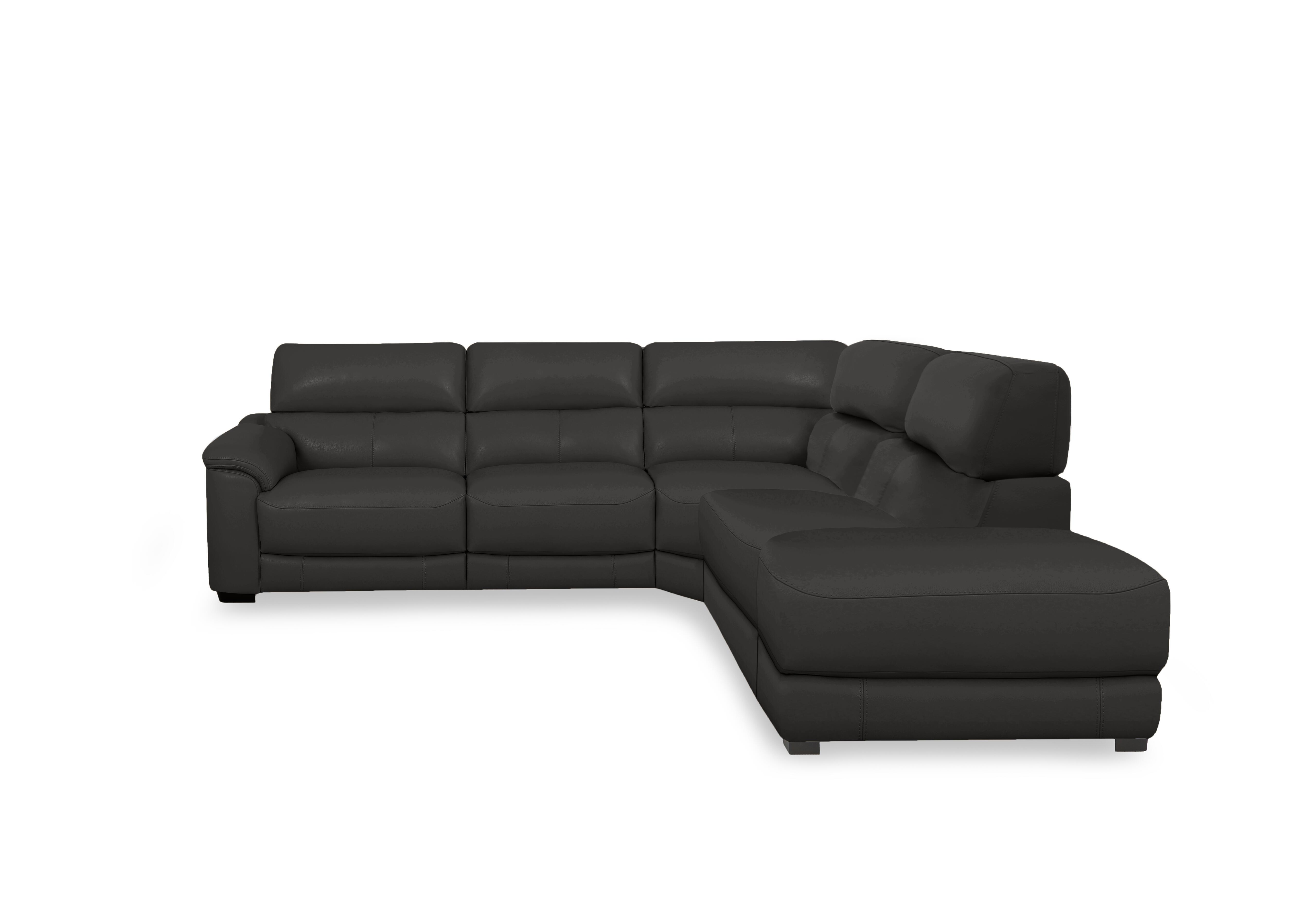 Nova Leather Power Recliner Chaise End Sofa with Power Headrests in Bv-3500 Classic Black on Furniture Village