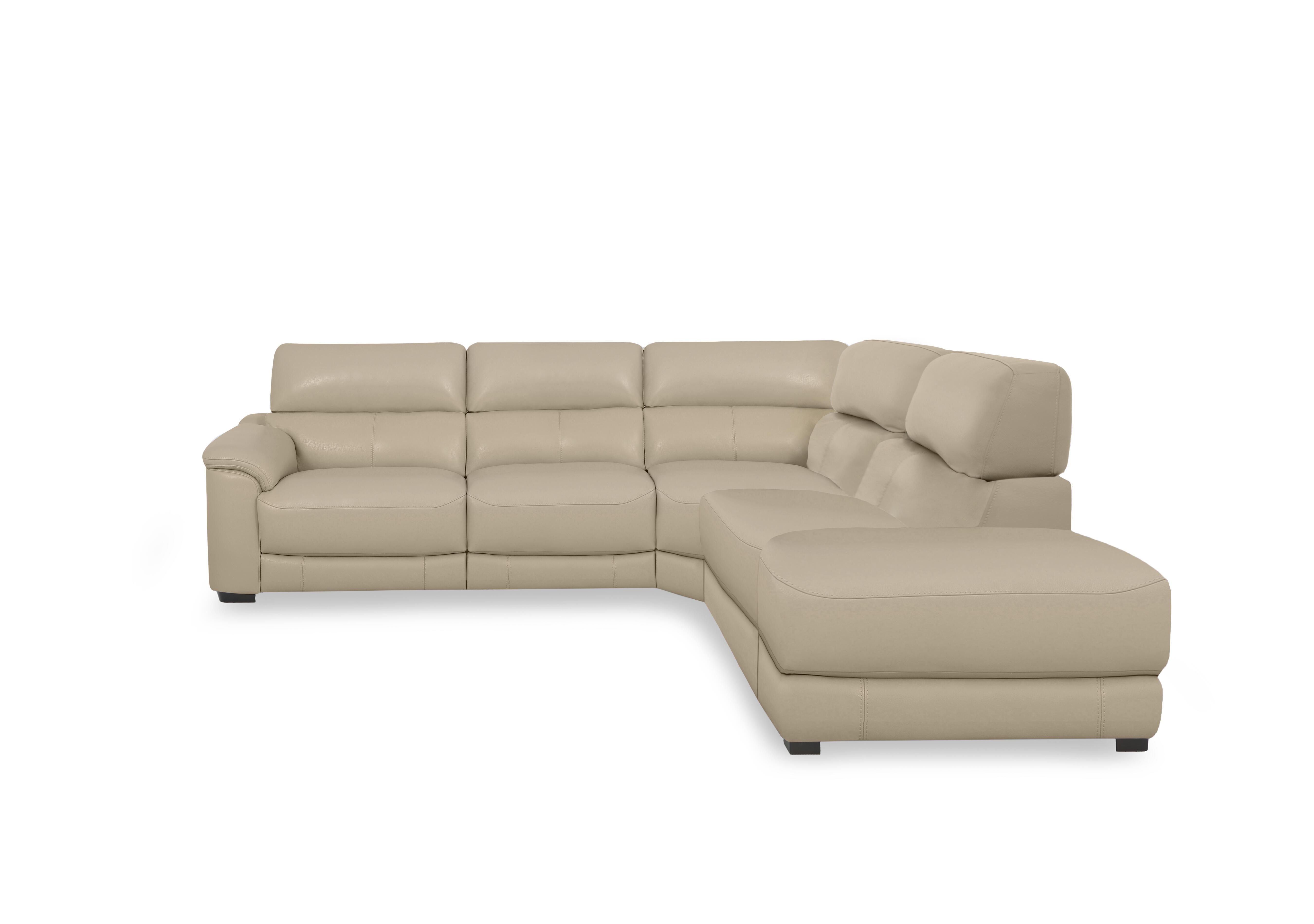 Nova Leather Power Recliner Chaise End Sofa with Power Headrests in Hw-039c Pebble on Furniture Village