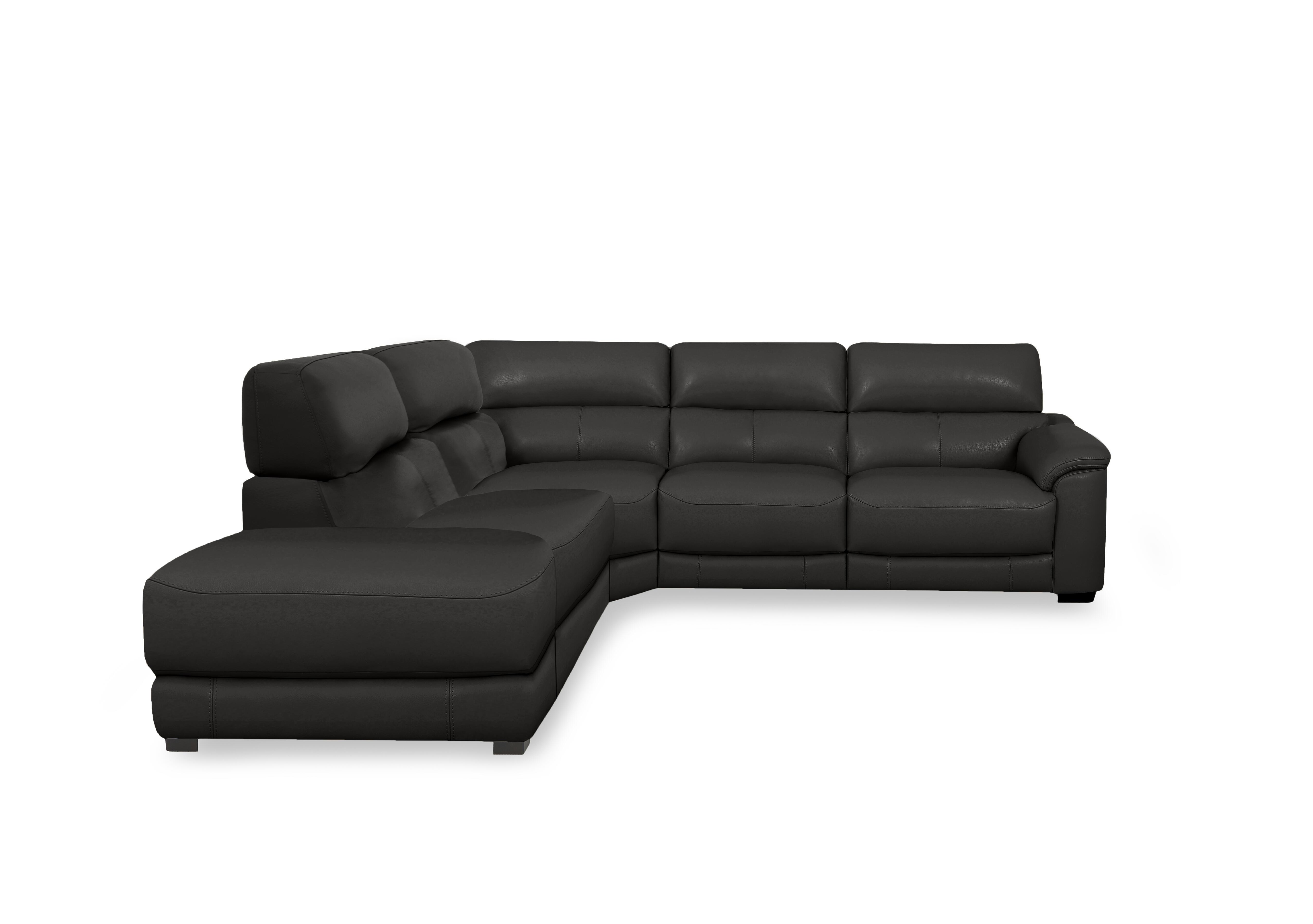 Nova Leather Power Recliner Chaise End Sofa with Power Headrests in Hw-887c Black on Furniture Village
