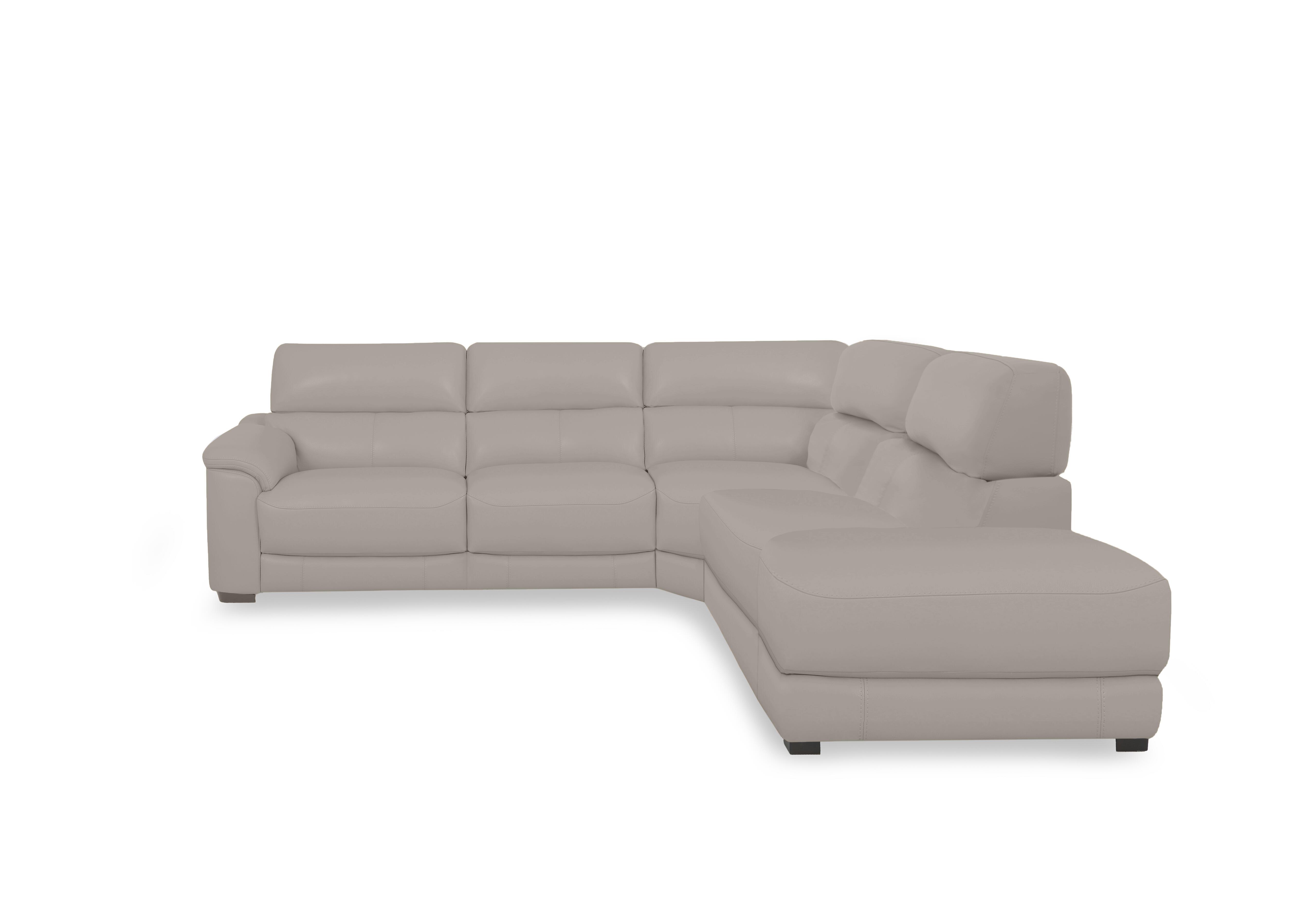 Nova Leather Chaise End Sofa in Bv-946b Silver Grey on Furniture Village