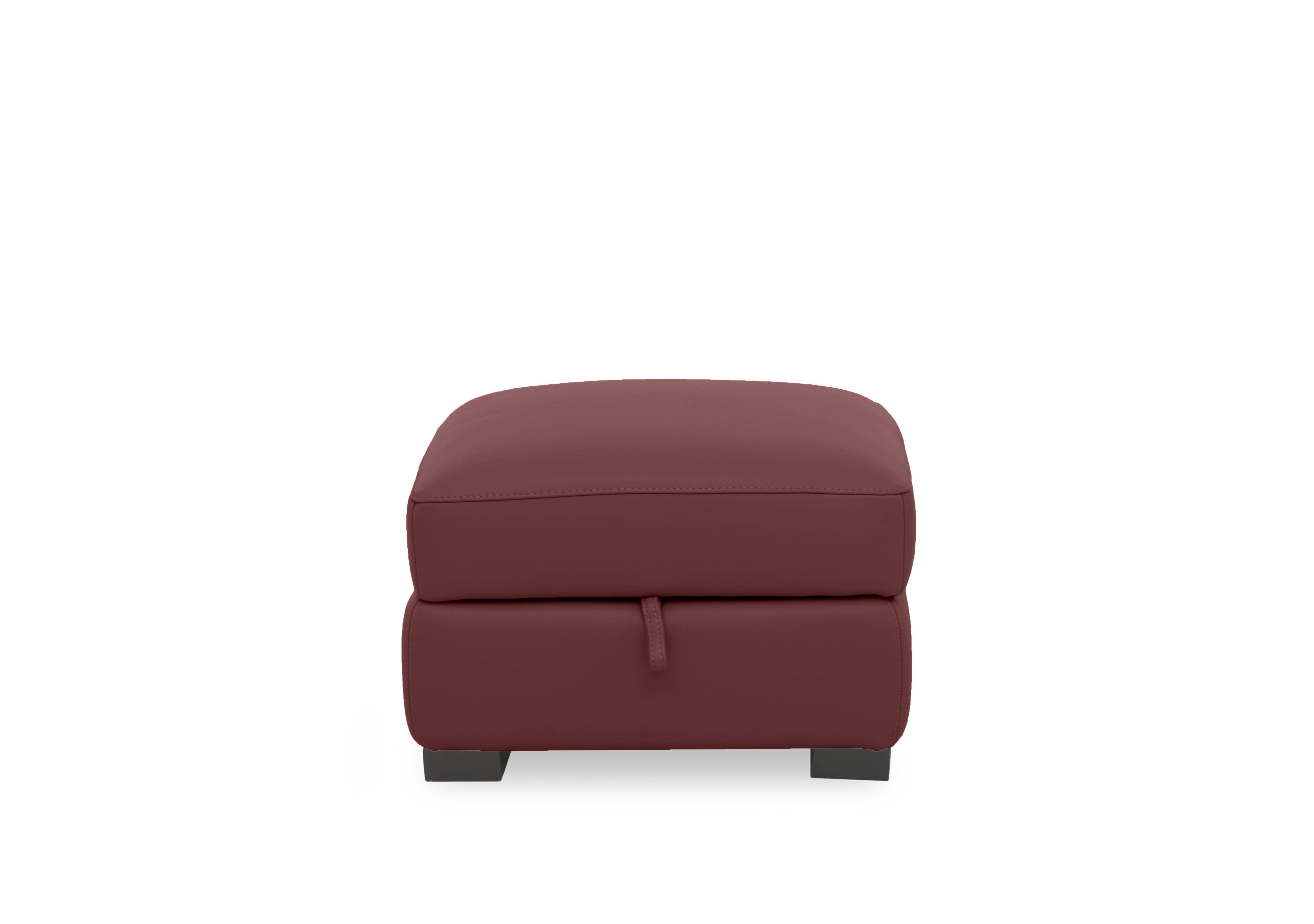 Nova Leather Storage Footstool in Bv-035c Deep Red on Furniture Village