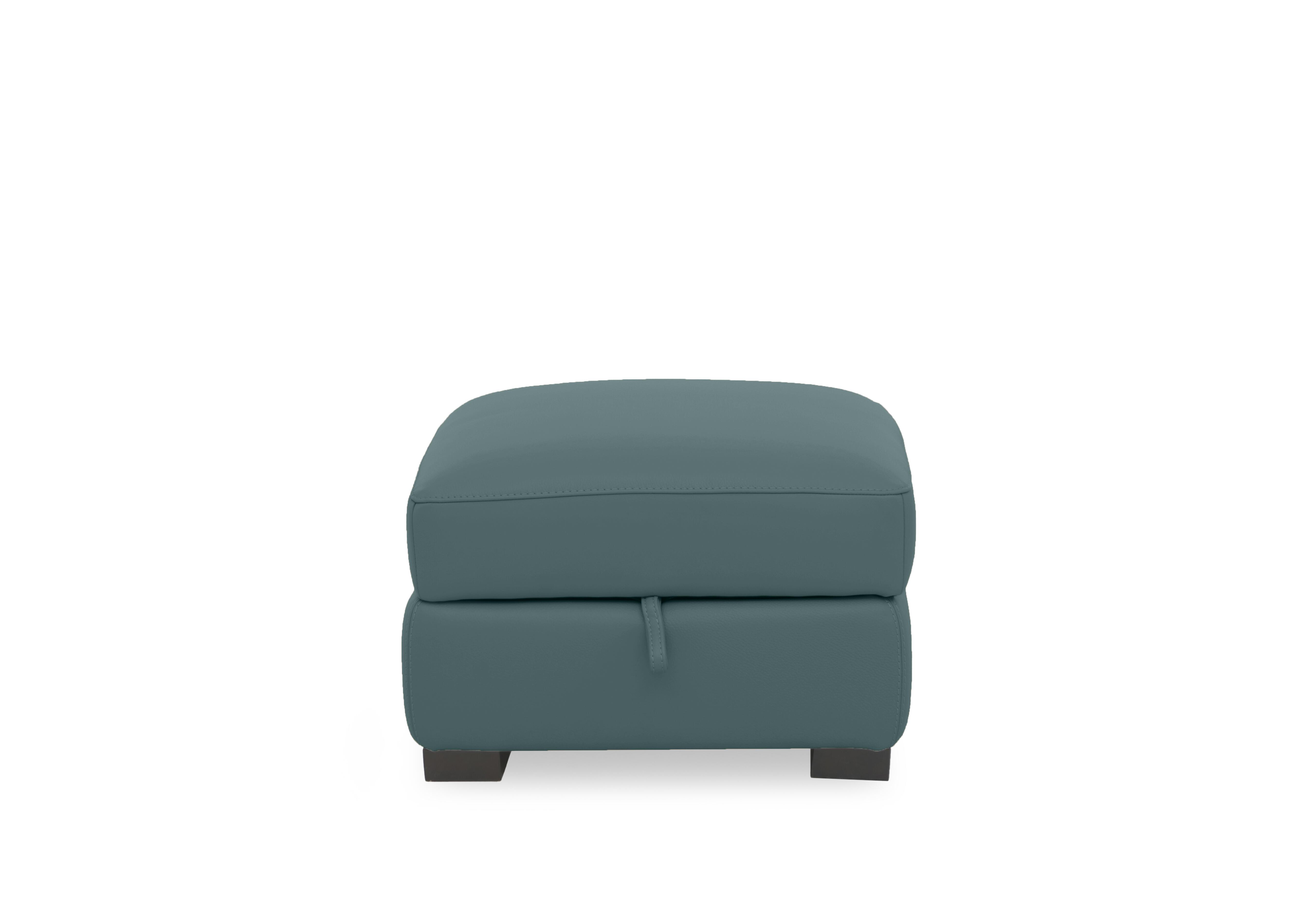 Nova Leather Storage Footstool in Bv-301e Lake Green on Furniture Village
