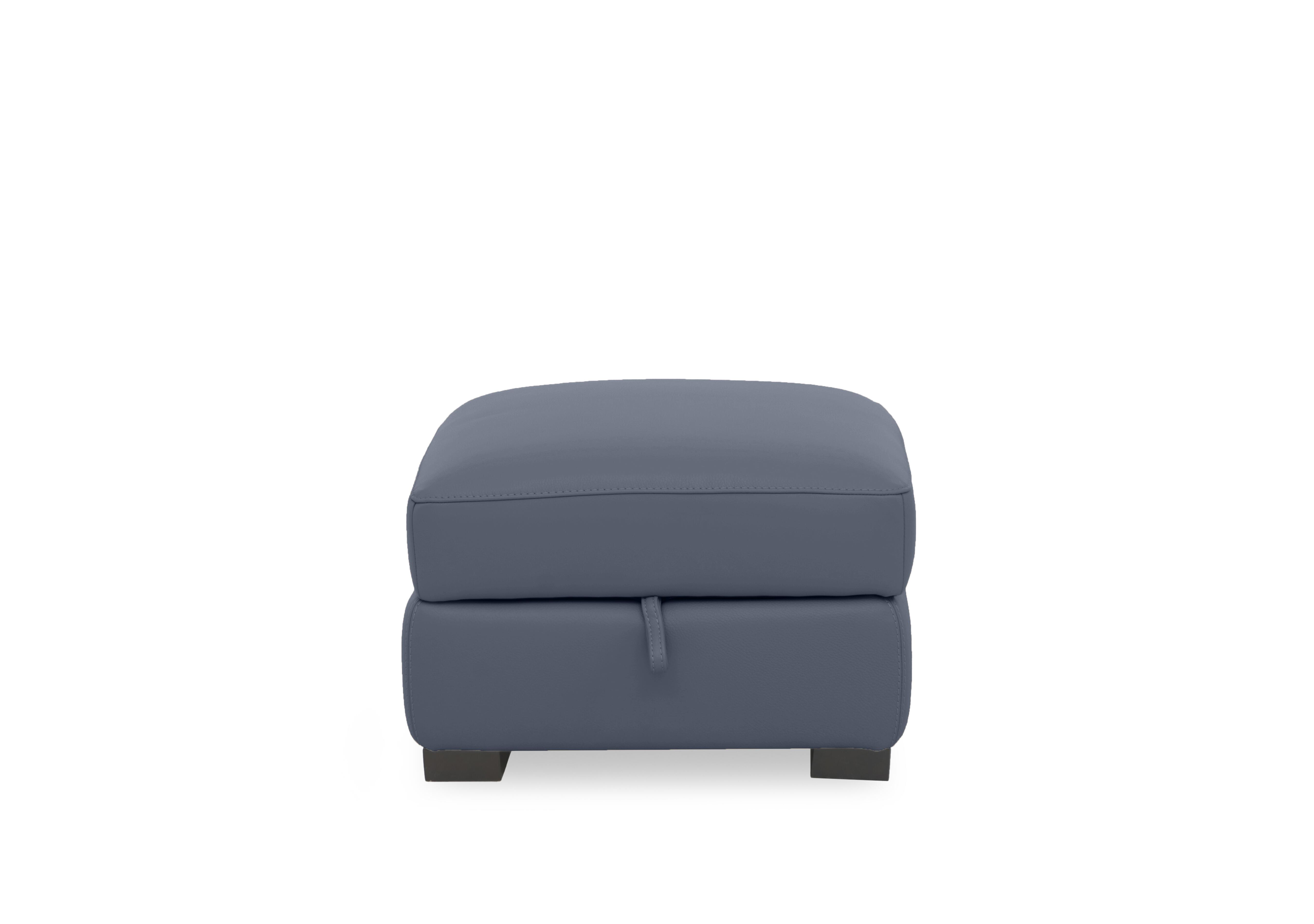 Nova Leather Storage Footstool in Bv-313e Ocean Blue on Furniture Village