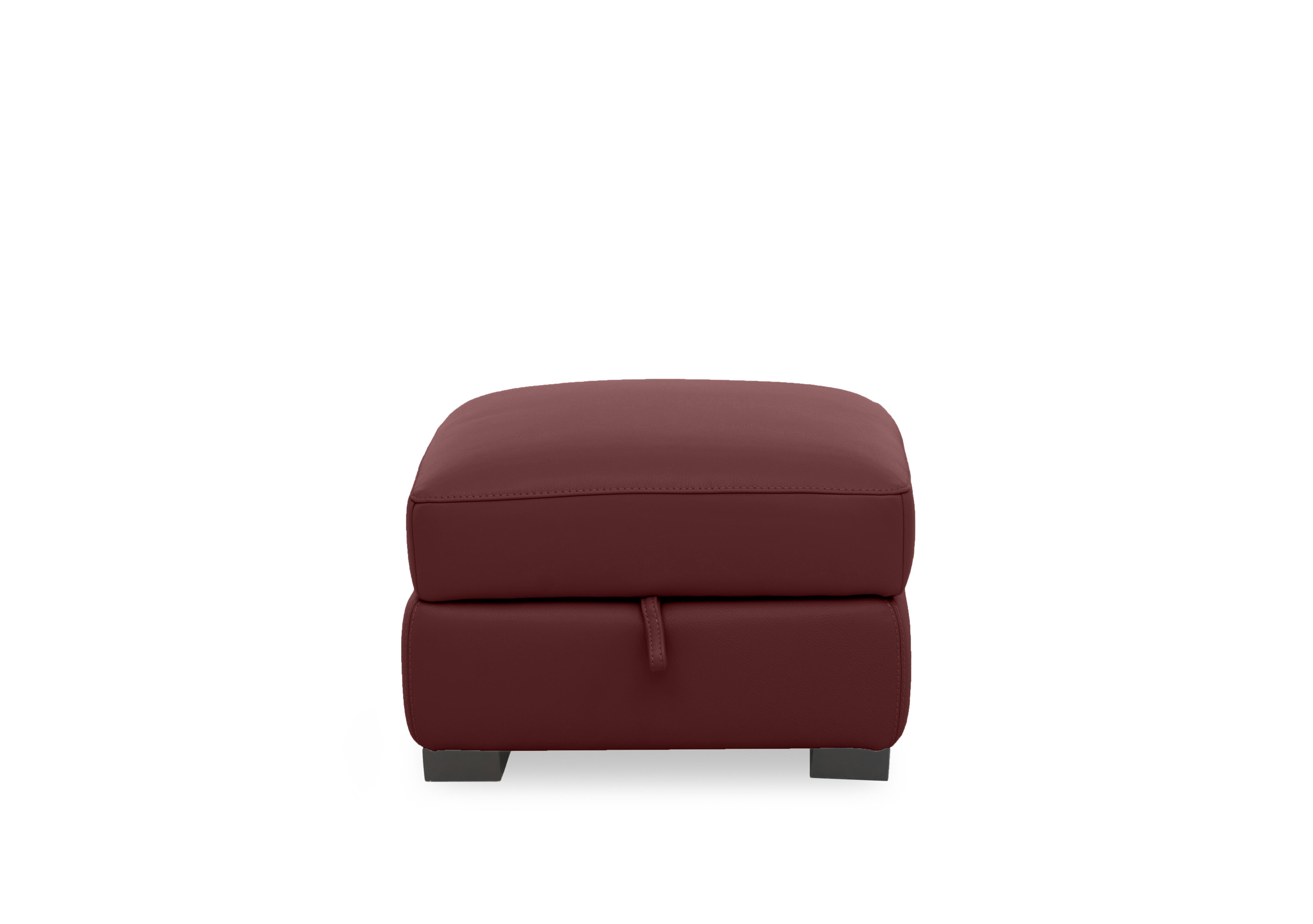 Nova Leather Storage Footstool in Hw-035c Deep Red on Furniture Village