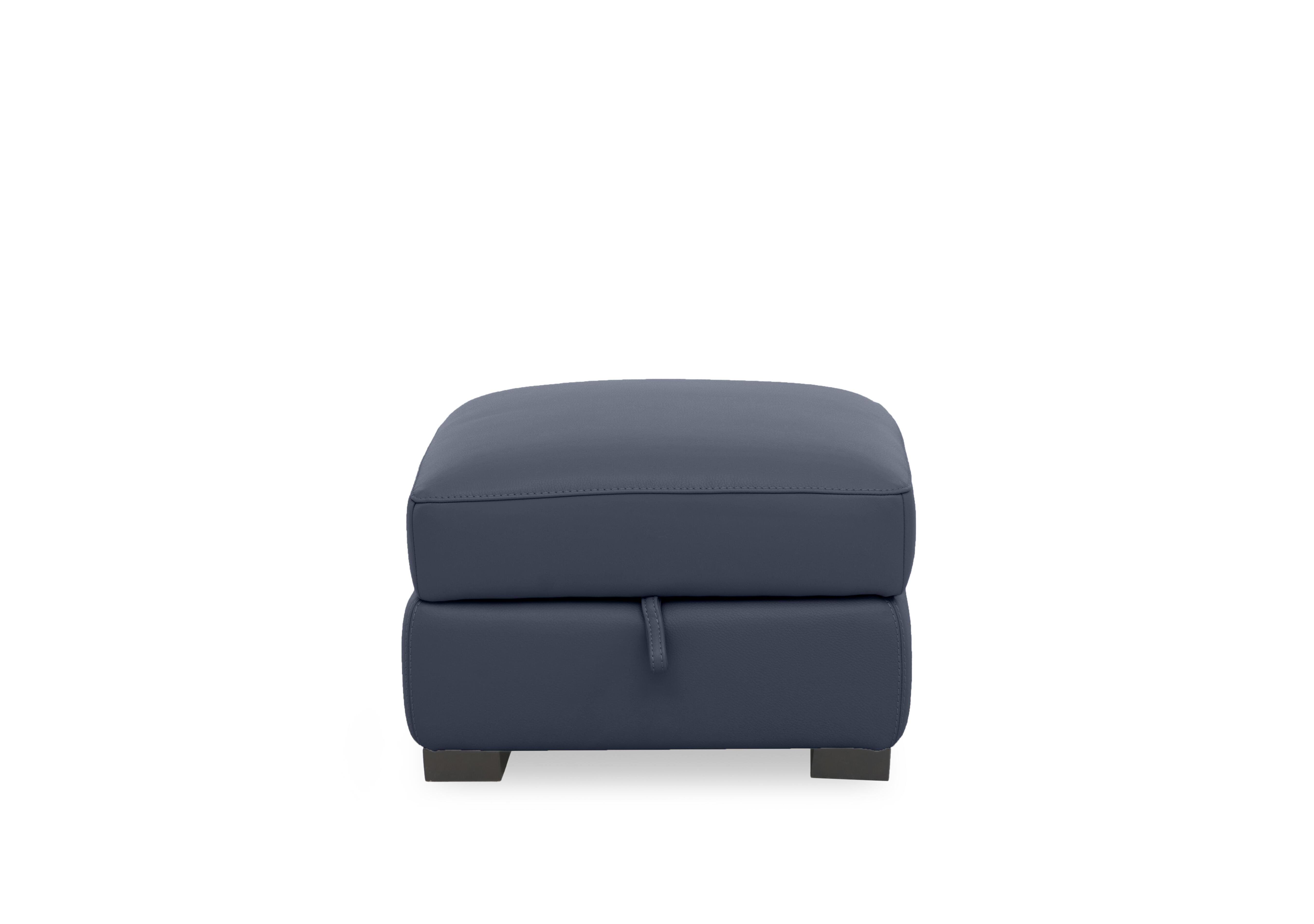 Nova Leather Storage Footstool in Hw-313e Ocean Blue on Furniture Village