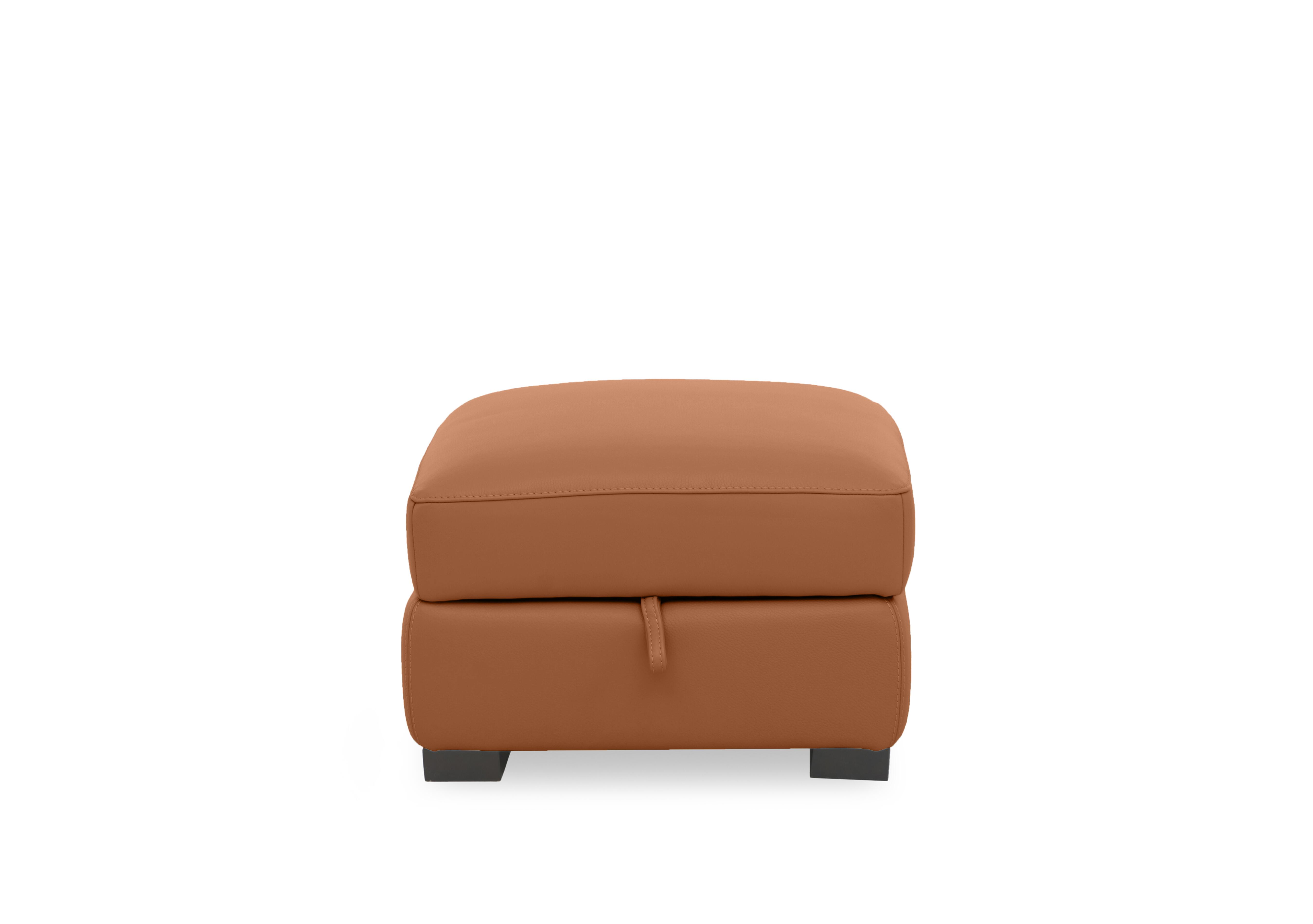 Nova Leather Storage Footstool in Hw-602b Pecan Brown on Furniture Village