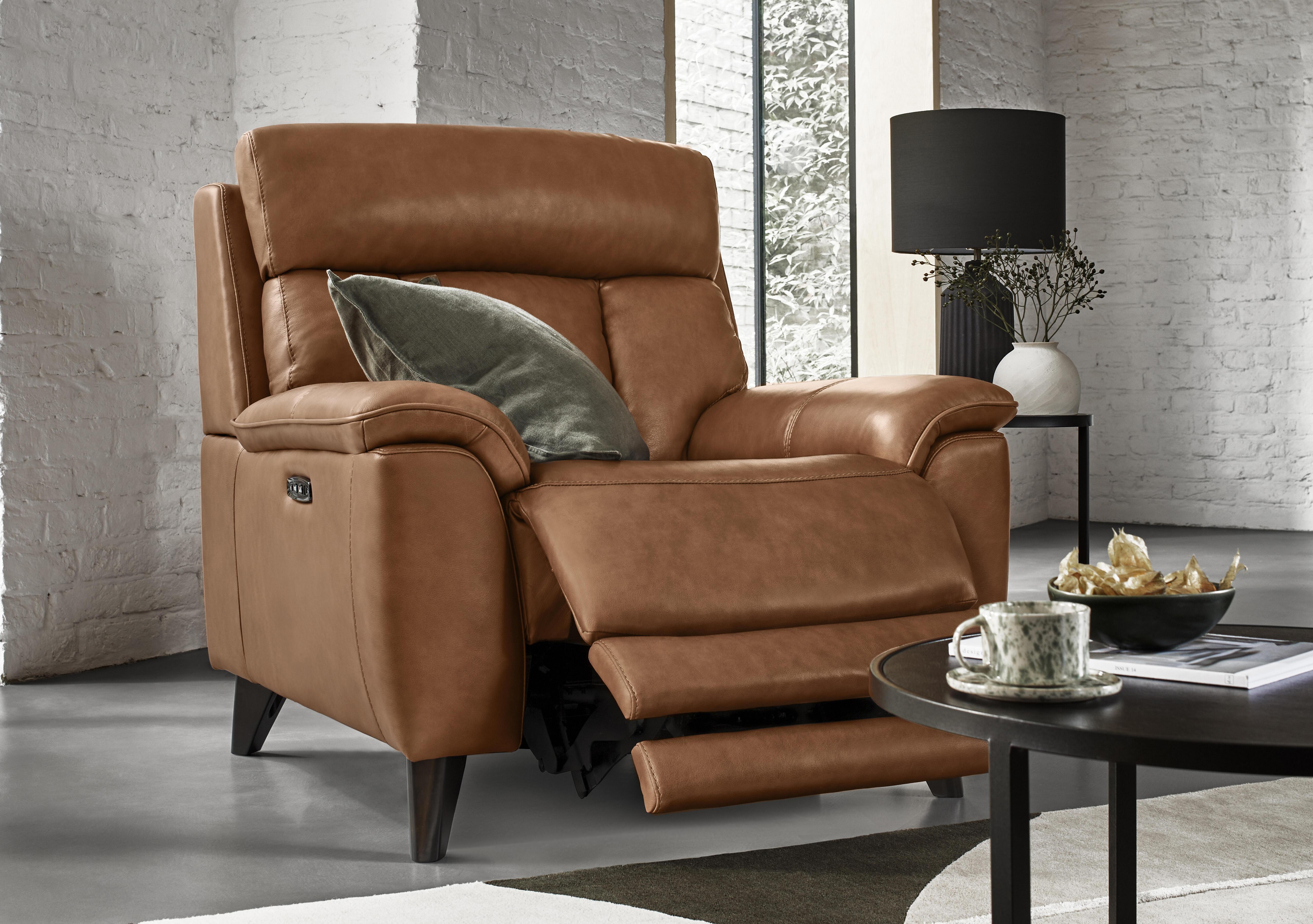 Dreamer Leather Power Recliner Chair with Power Headrest in  on Furniture Village