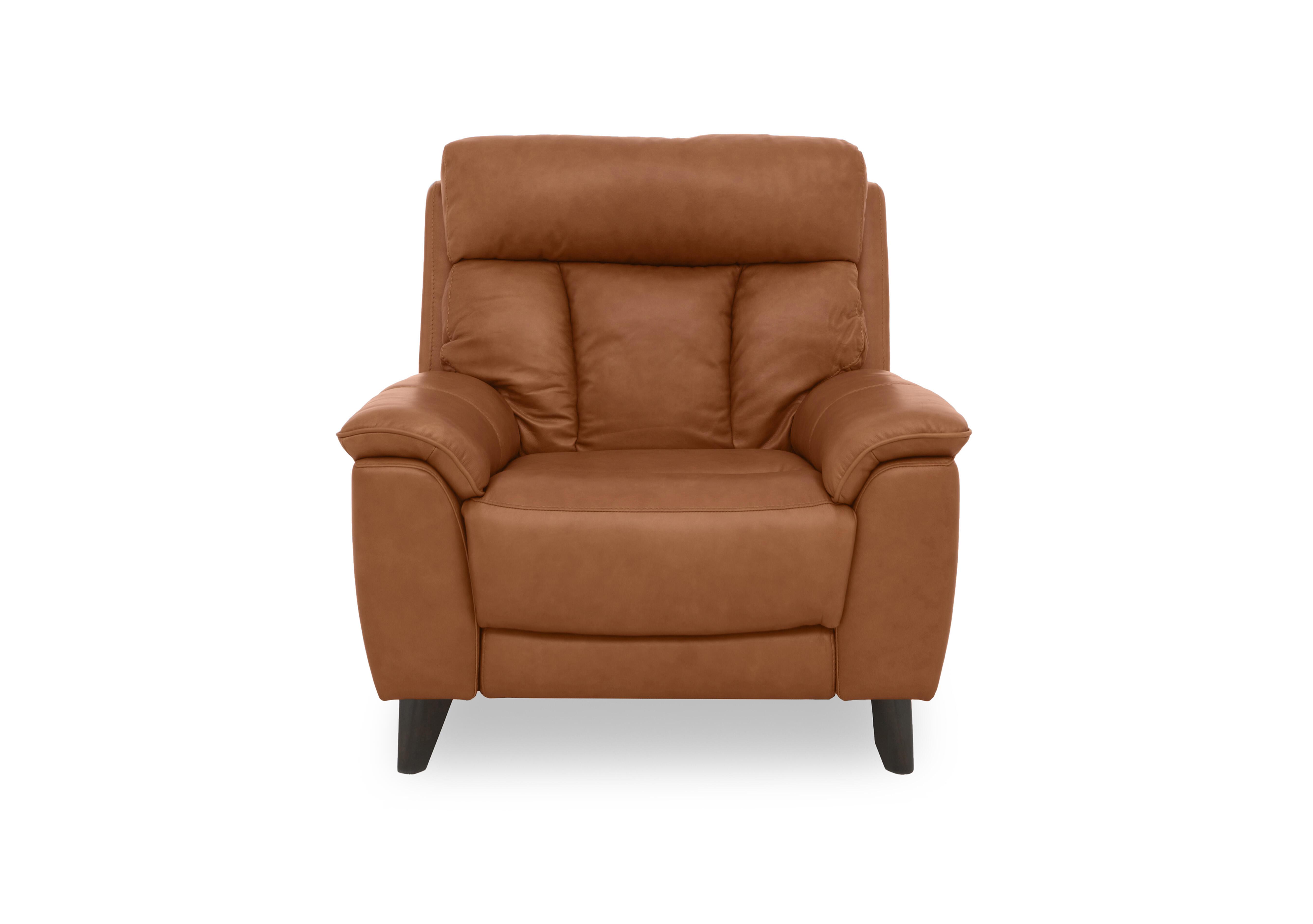 Dreamer Leather Power Recliner Chair with Power Headrest in Ca-698e Saddle Brown on Furniture Village
