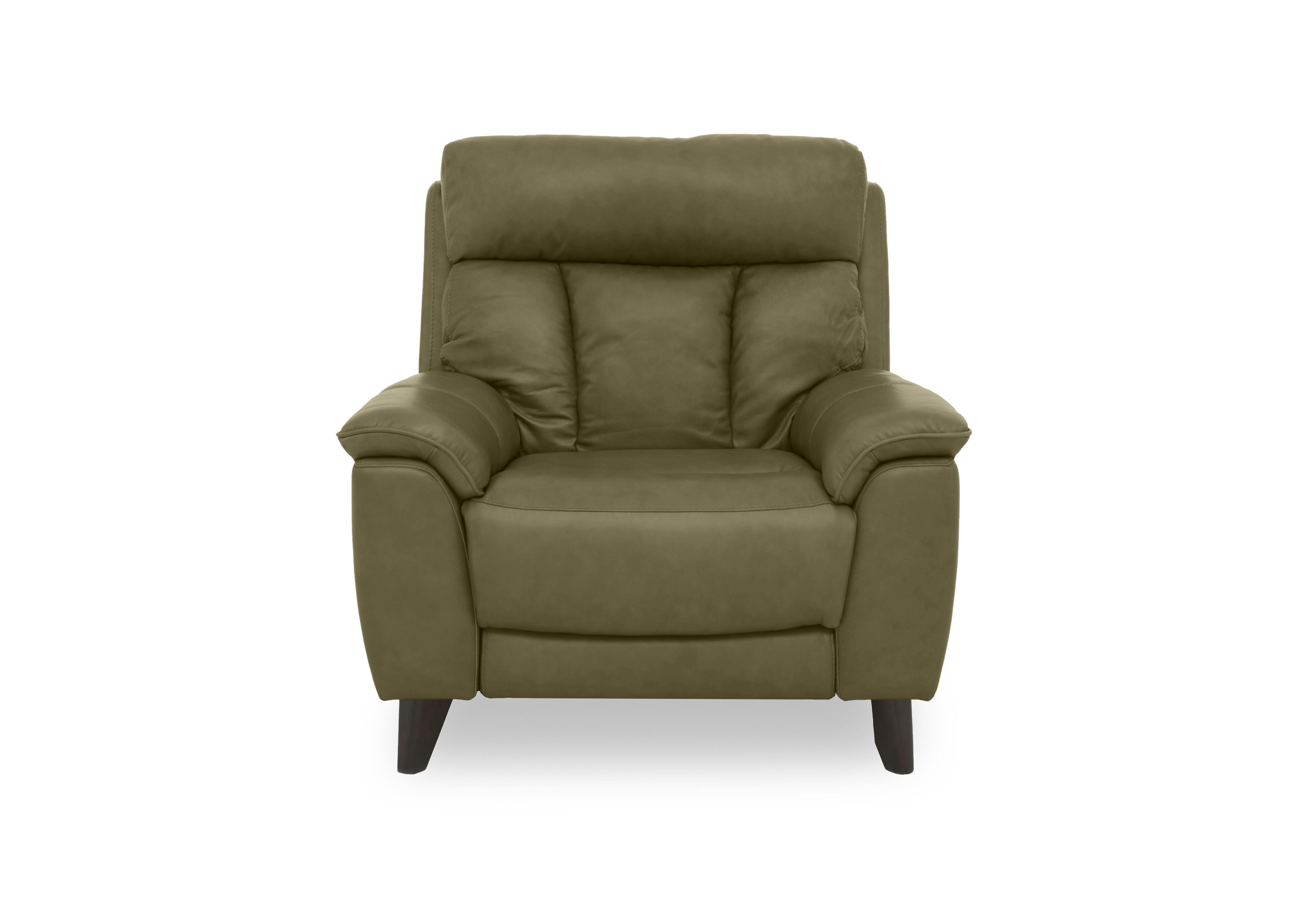 Dreamer Leather Power Recliner Chair with Power Headrest in Ca-699e Olive Green on Furniture Village