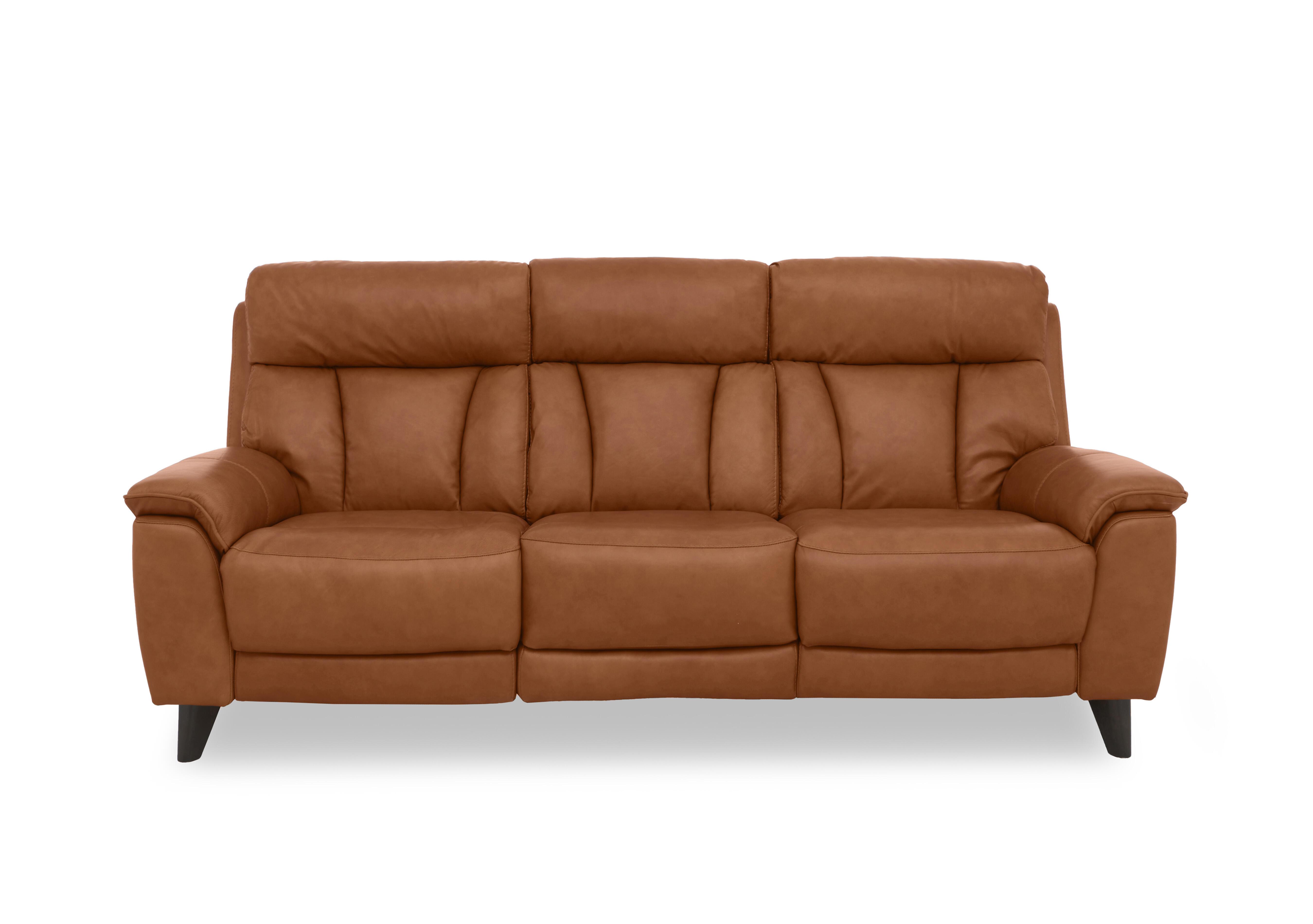 Dreamer Leather 3 Seater Power Recliner Sofa in Ca-698e Saddle Brown on Furniture Village