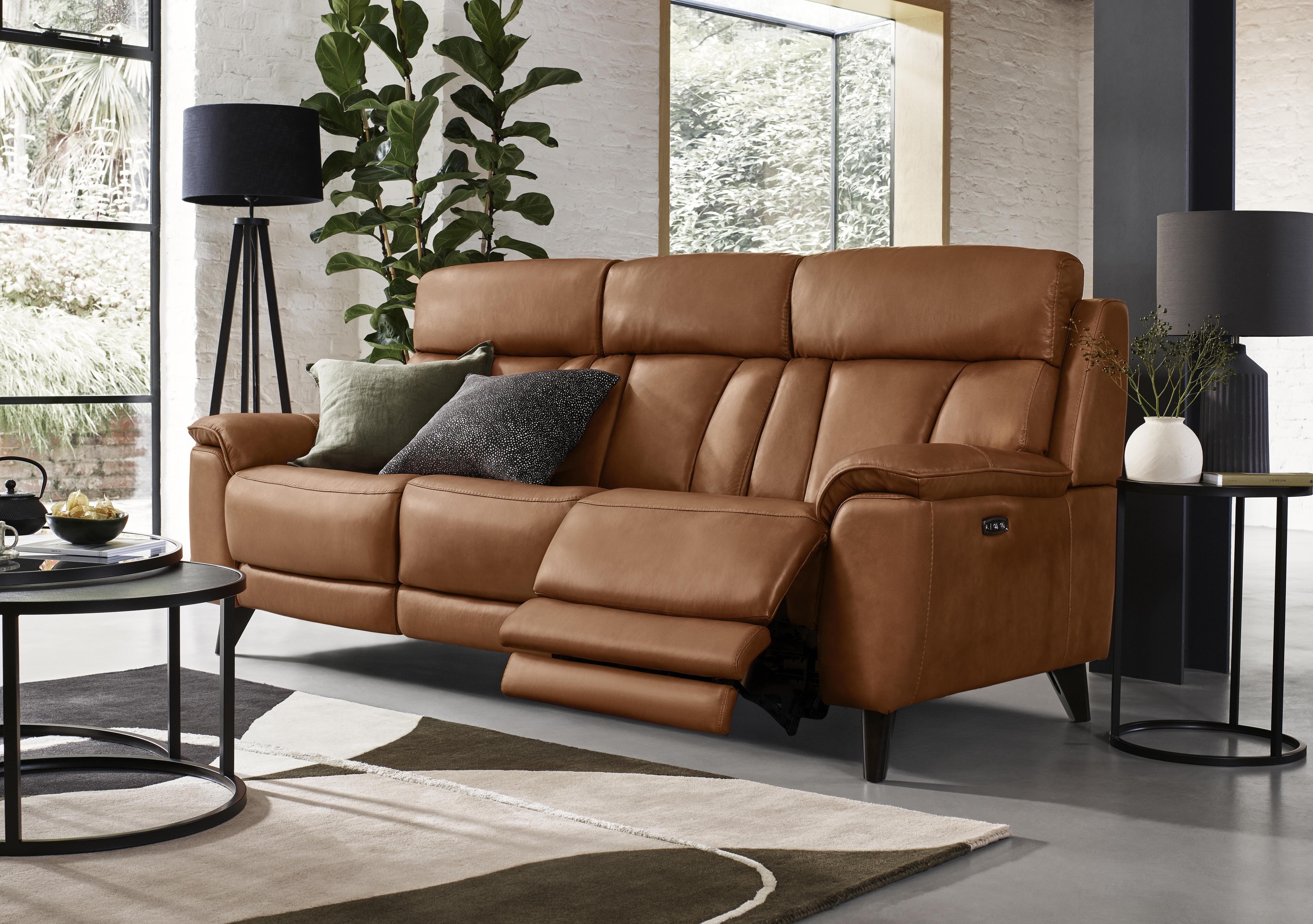 Dreamer Leather 3 Seater Power Recliner Sofa with Power Headrests in  on Furniture Village