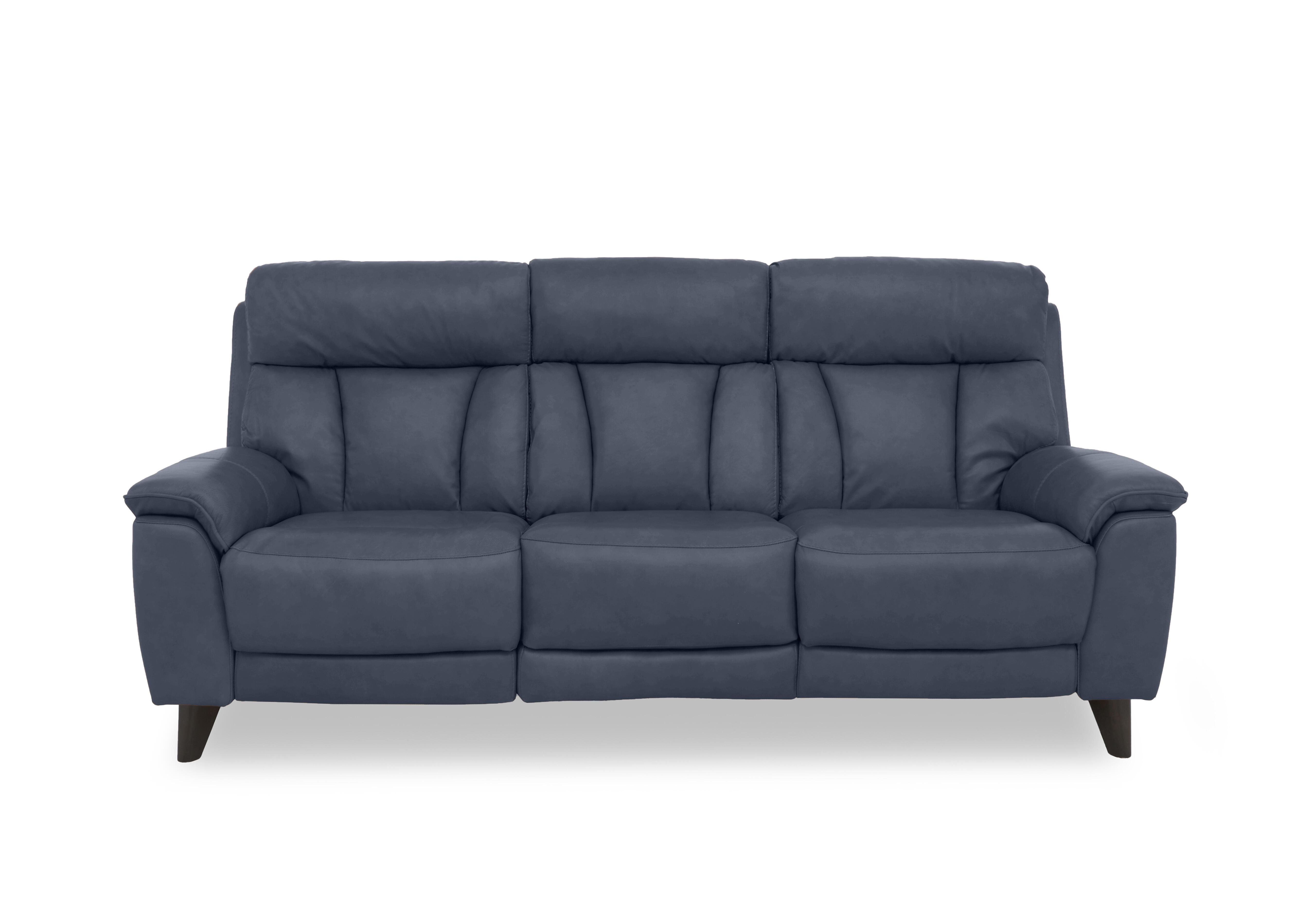 Dreamer Leather 3 Seater Power Recliner Sofa with Power Headrests in Nc-313e Ocean Blue on Furniture Village