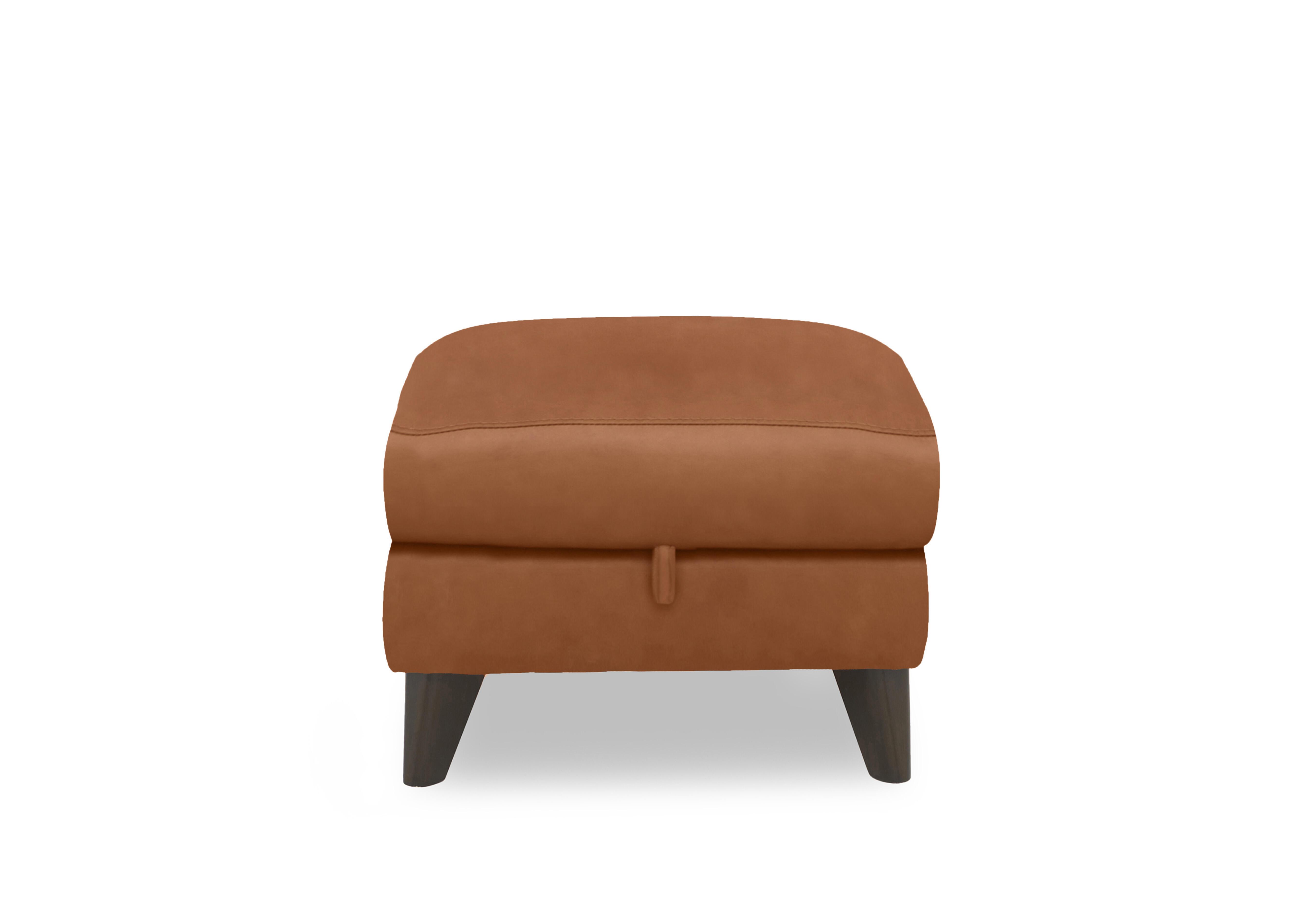 Dreamer Leather Storage Footstool in Ca-698e Saddle Brown on Furniture Village