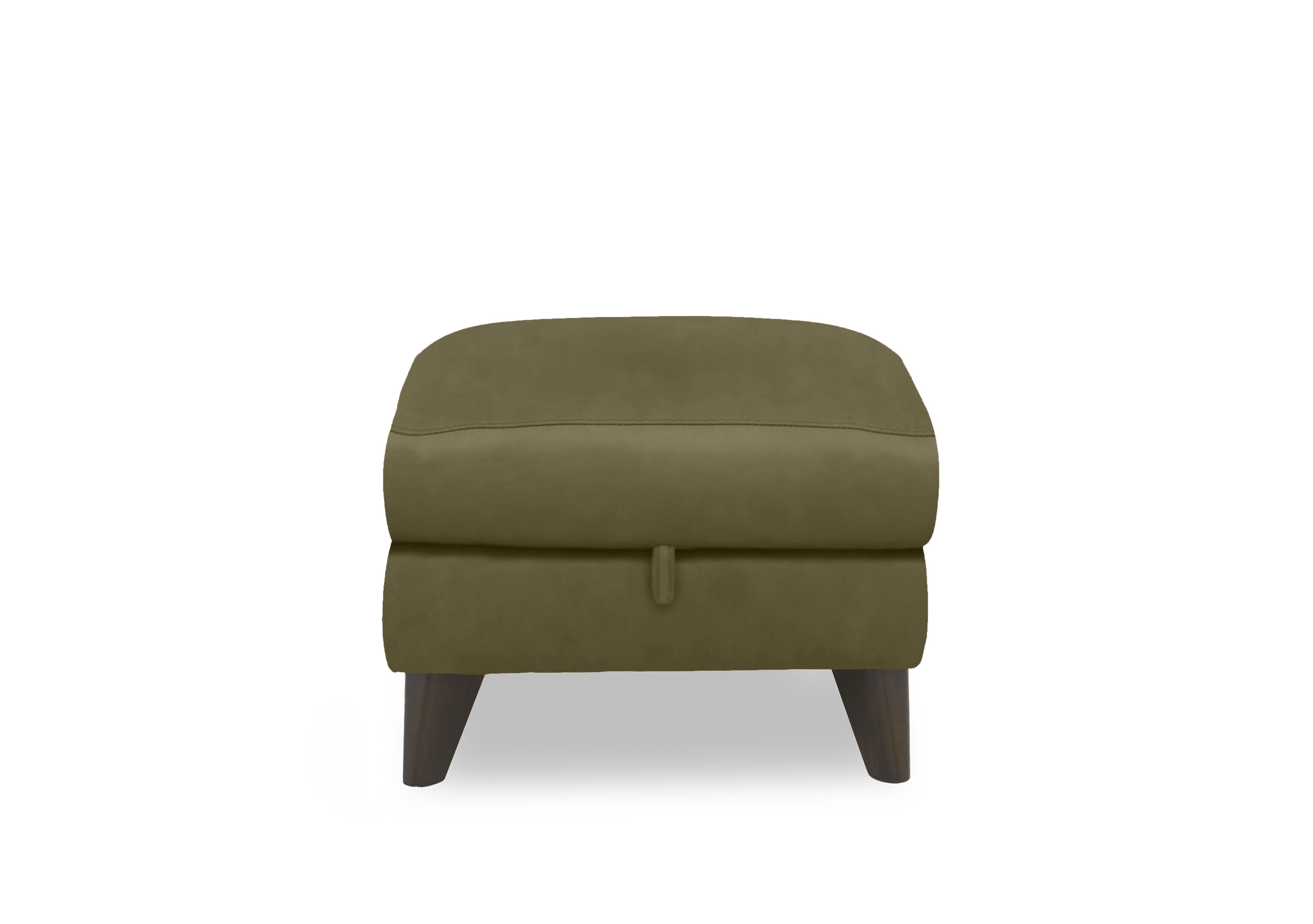 Dreamer Leather Storage Footstool in Ca-699e Olive Green on Furniture Village