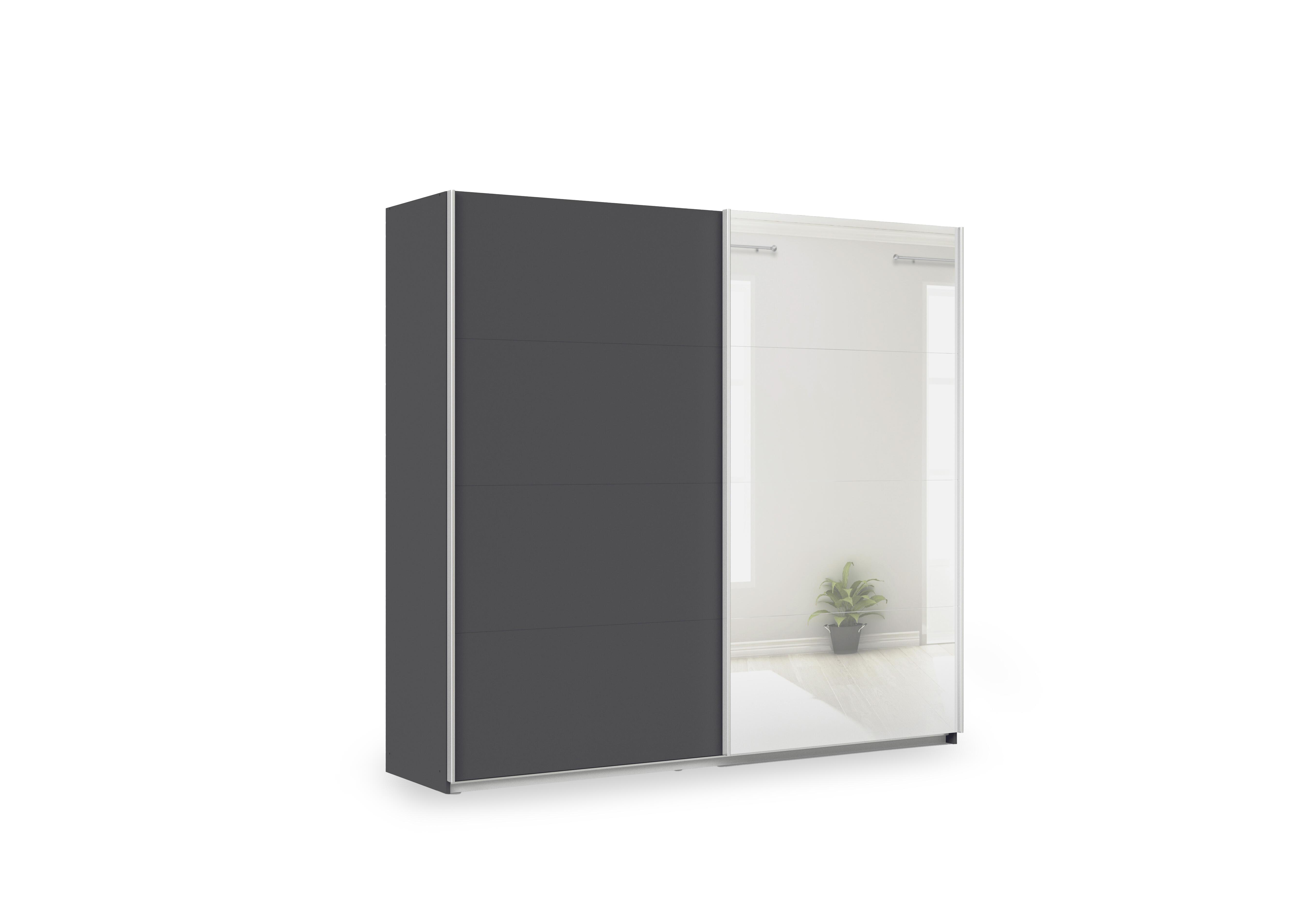 Impulse 226cm 2 Door Décor Slider Wardrobe with Mirror Door in Ad156 Metallic Grey on Furniture Village