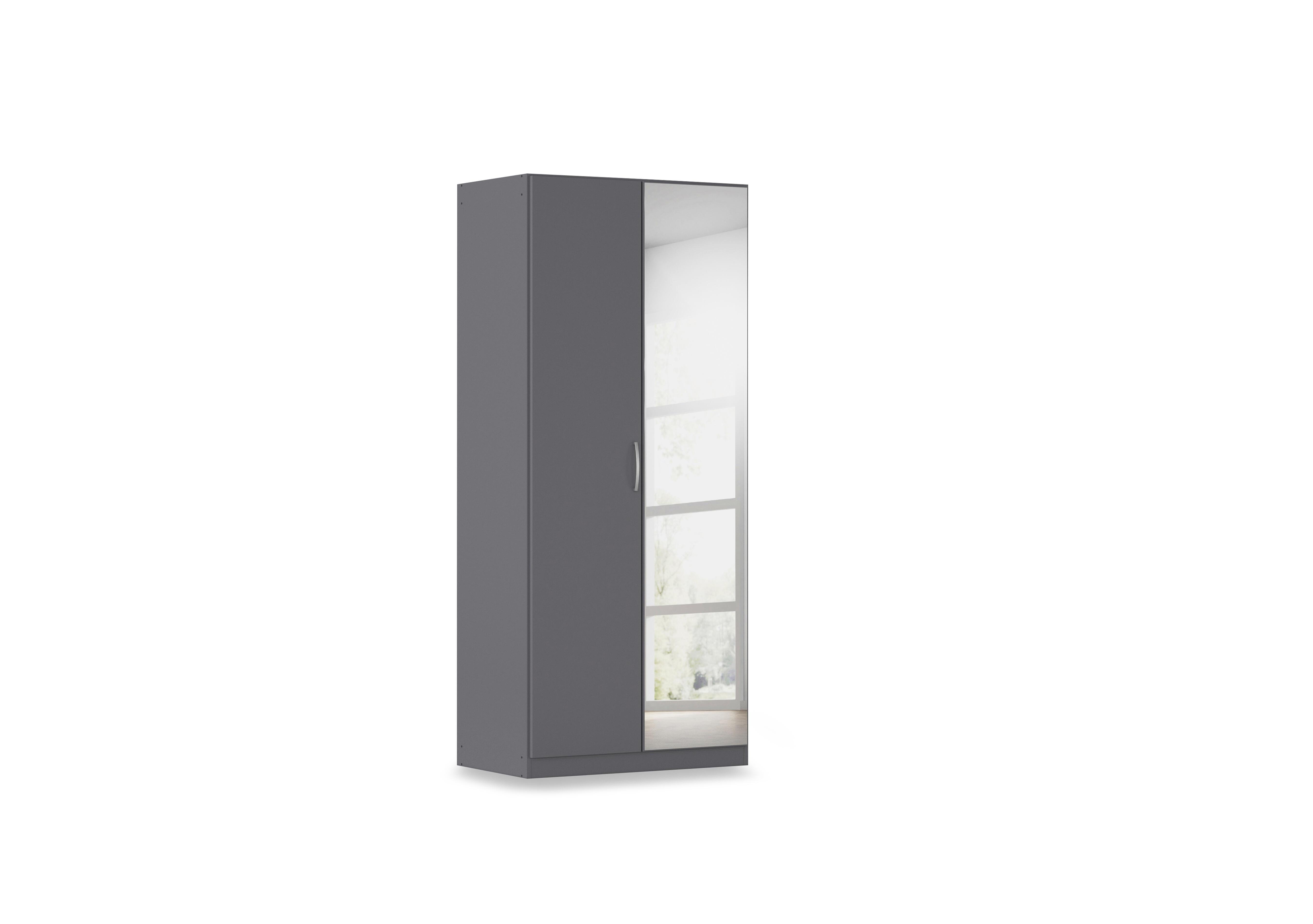 Impulse 91cm 2 Door Décor Hinged Wardrobe with Mirror Door in Aw93b Metallic Grey on Furniture Village