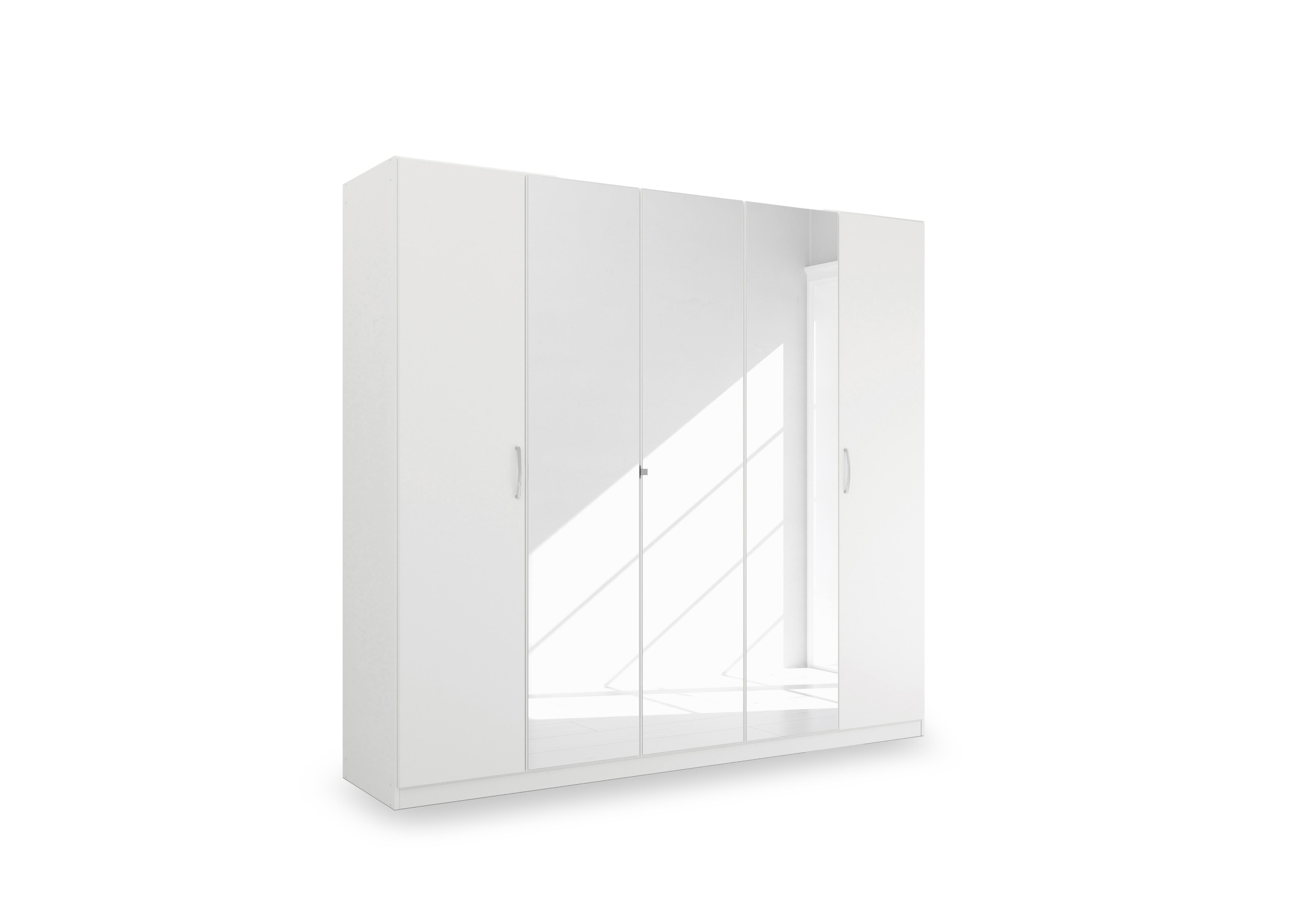 Impulse 226cm 5 Door Décor Hinged Wardrobe with 3 Mirror Doors in A750b Alpine White on Furniture Village