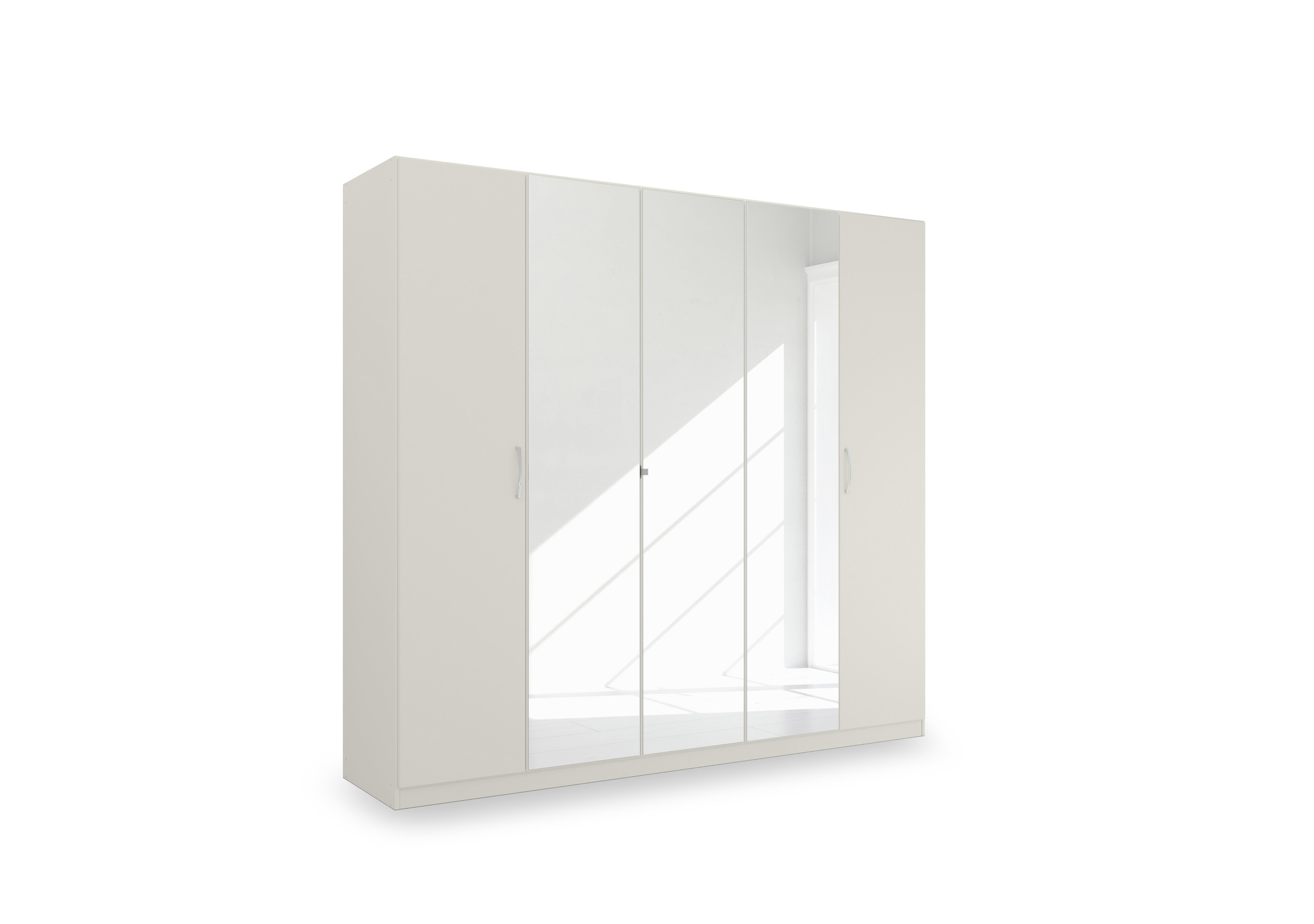 Impulse 226cm 5 Door Décor Hinged Wardrobe with 3 Mirror Doors in Aw92b Champagne on Furniture Village