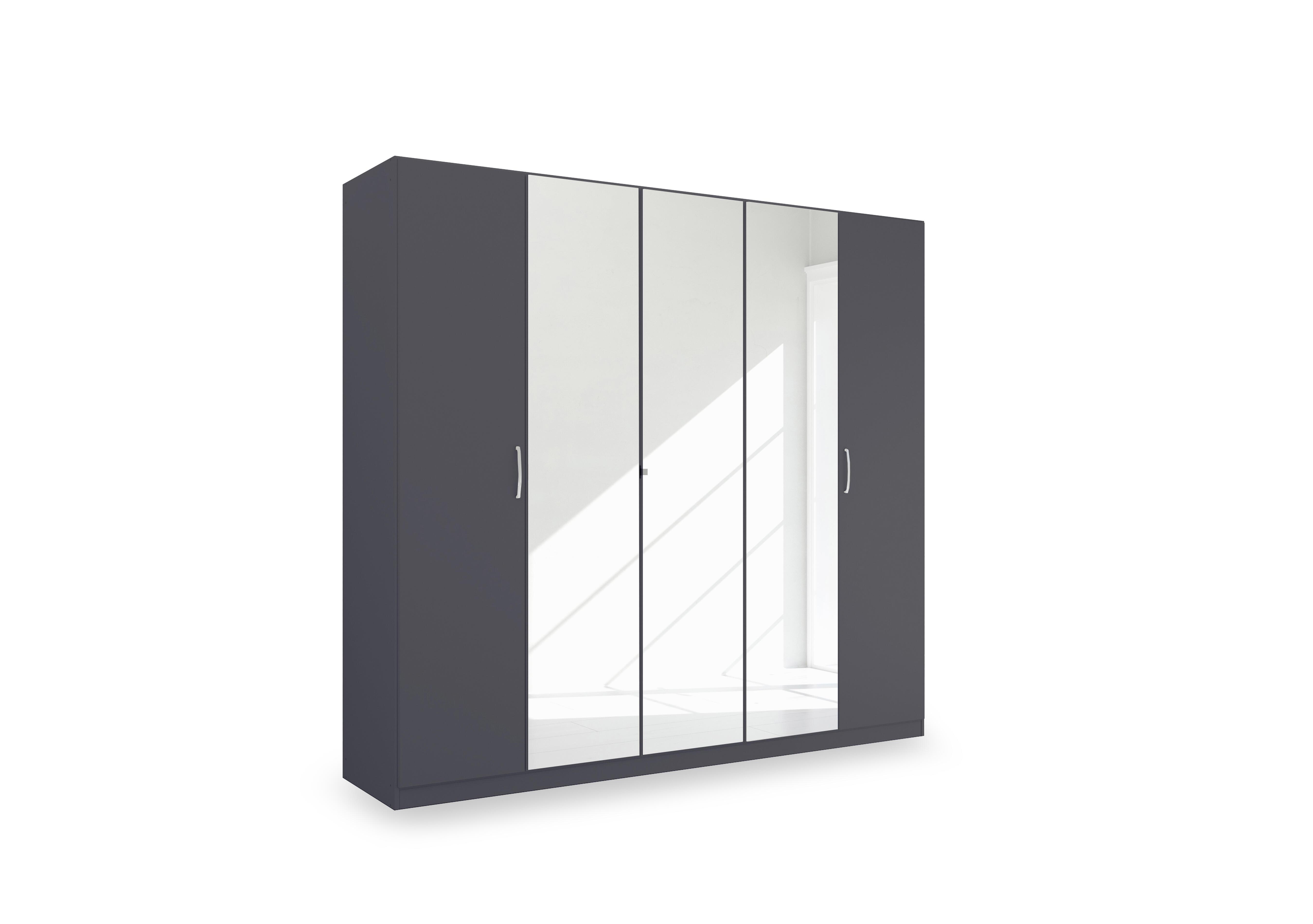 Impulse 226cm 5 Door D&eacute;cor Hinged Wardrobe with 3 Mirror Doors in Aw93b Metallic Grey on Furniture Village