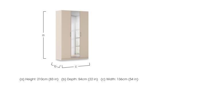 Impulse 136cm 3 Door Décor Hinged Wardrobe with Mirror Door in  on Furniture Village