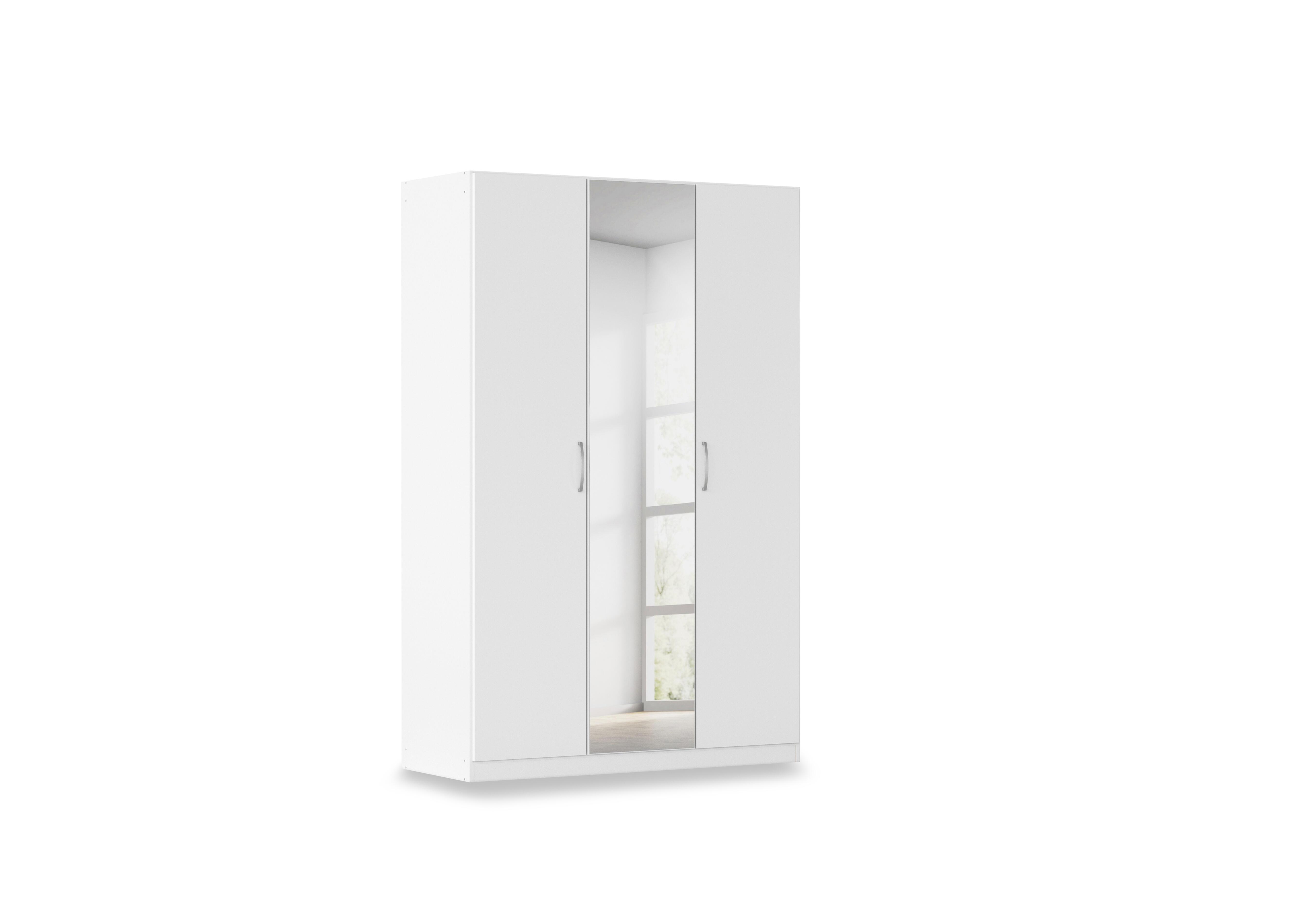 Impulse 136cm 3 Door Décor Hinged Wardrobe with Mirror Door in A750b Alpine White on Furniture Village