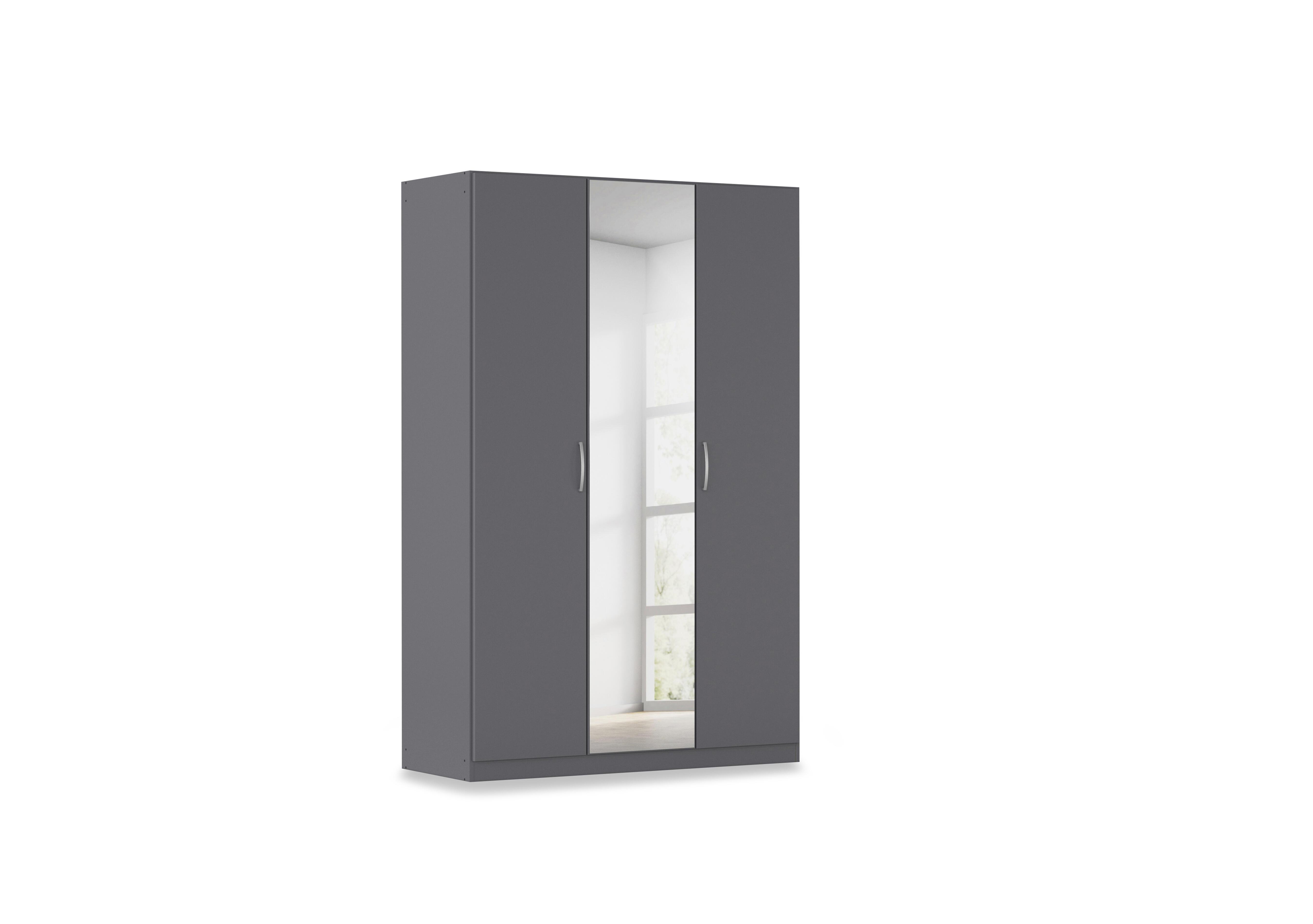 Impulse 136cm 3 Door Décor Hinged Wardrobe with Mirror Door in Aw93b Metallic Grey on Furniture Village