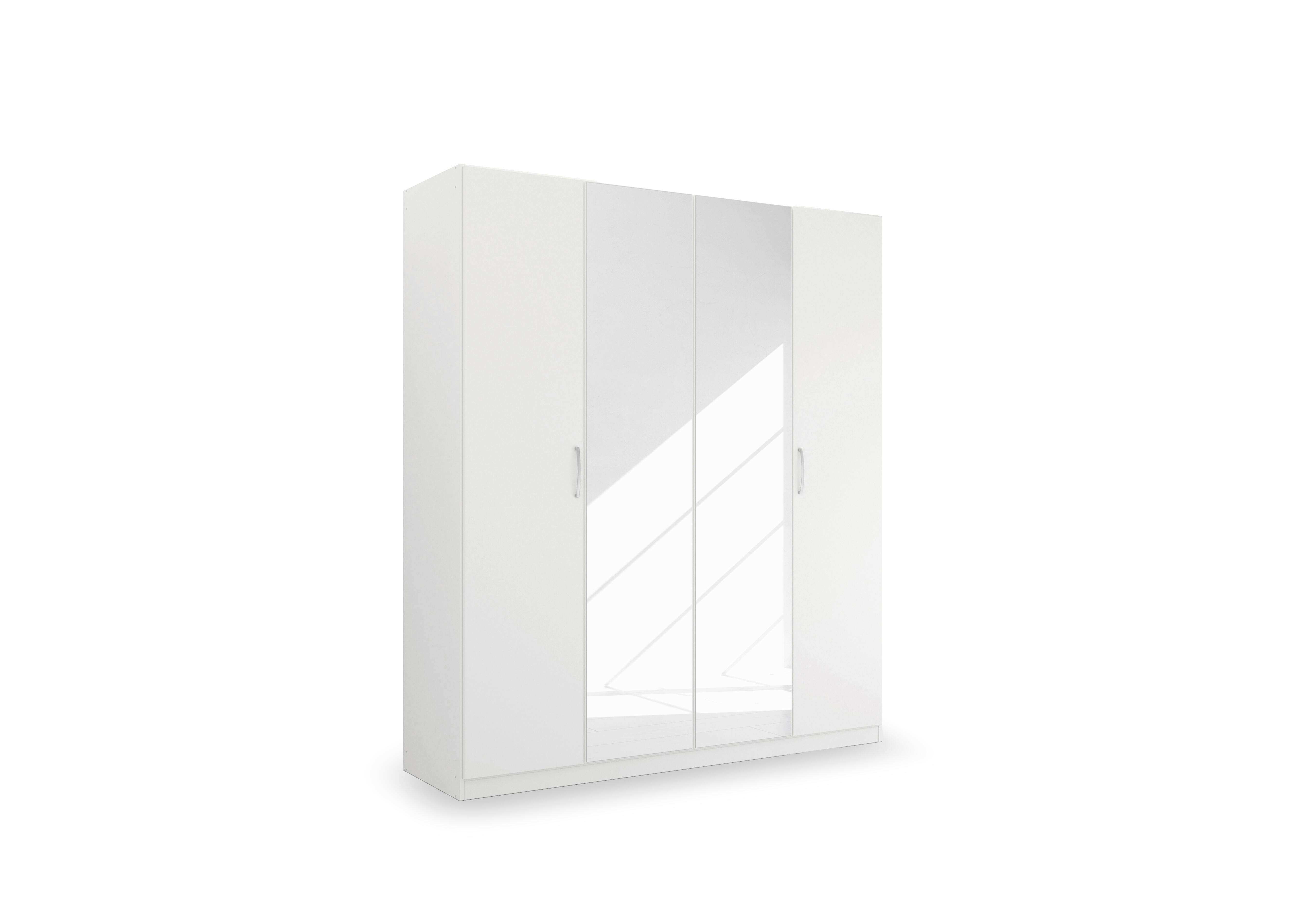 Impulse 181cm 4 Door Décor Hinged Wardrobe with 2 Mirror Doors in A750b Alpine White on Furniture Village