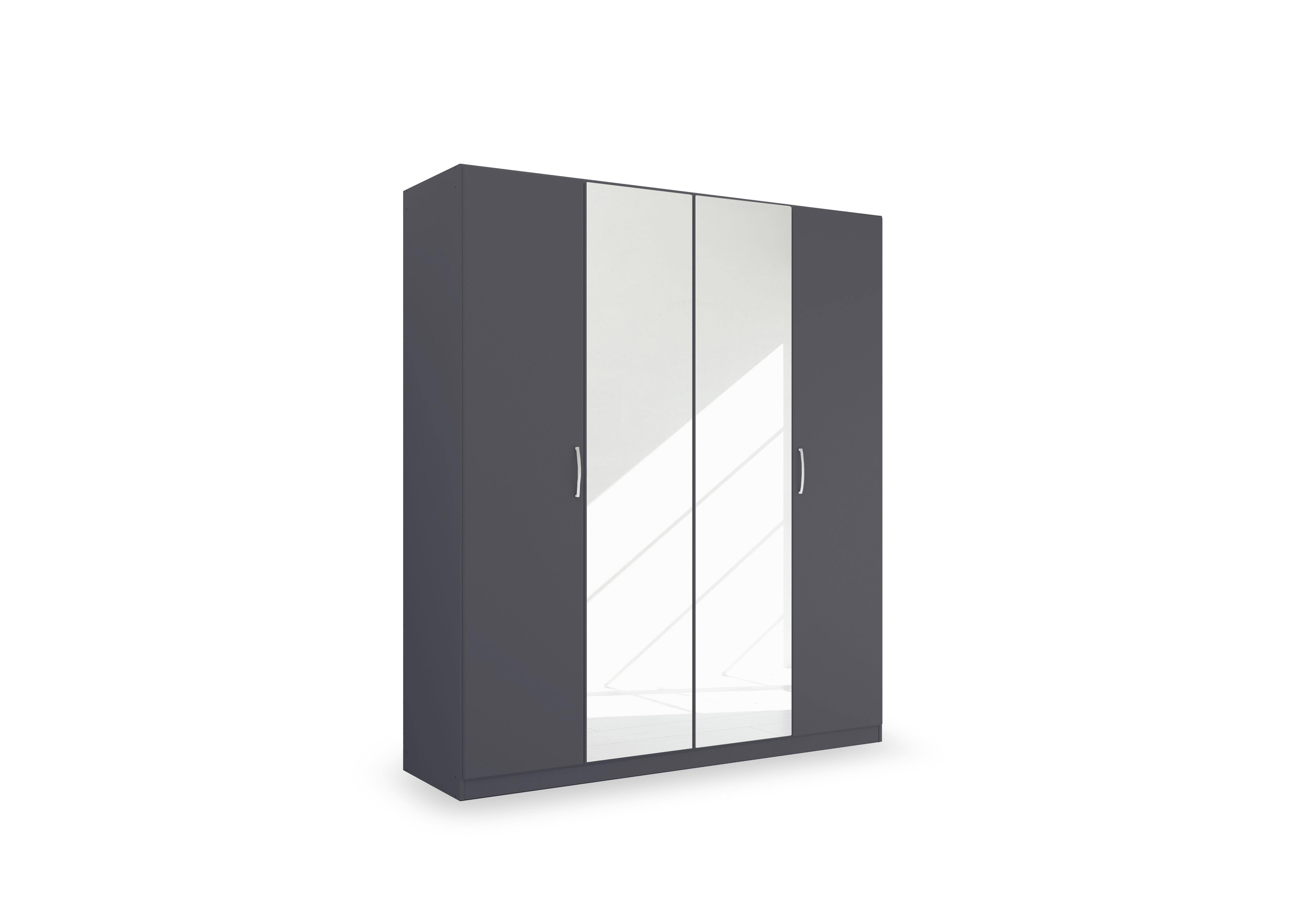 Impulse 181cm 4 Door Décor Hinged Wardrobe with 2 Mirror Doors in Aw93b Metallic Grey on Furniture Village
