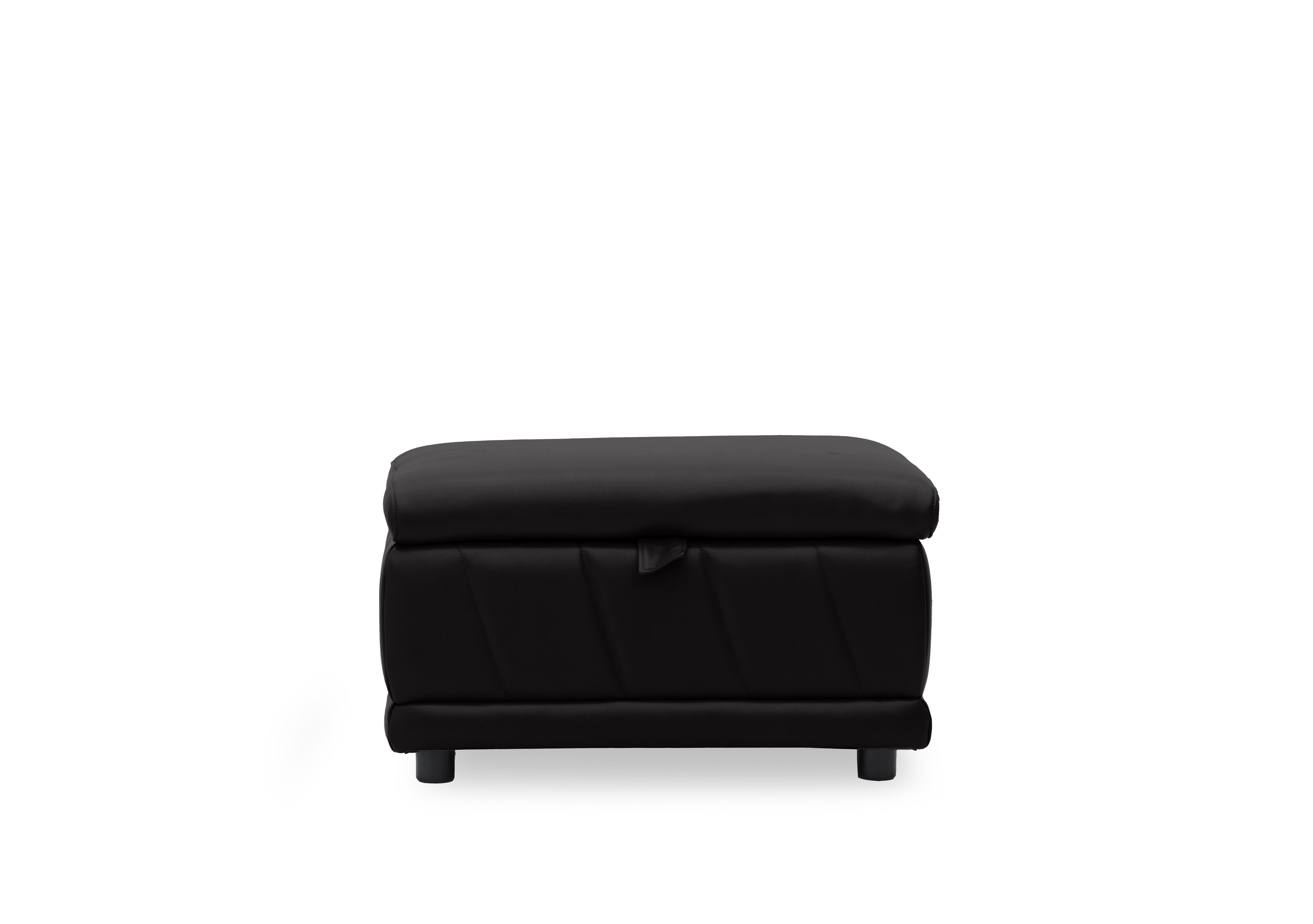 Genius Leather Storage Footstool in Montana Jet Black Cat-60/22 on Furniture Village