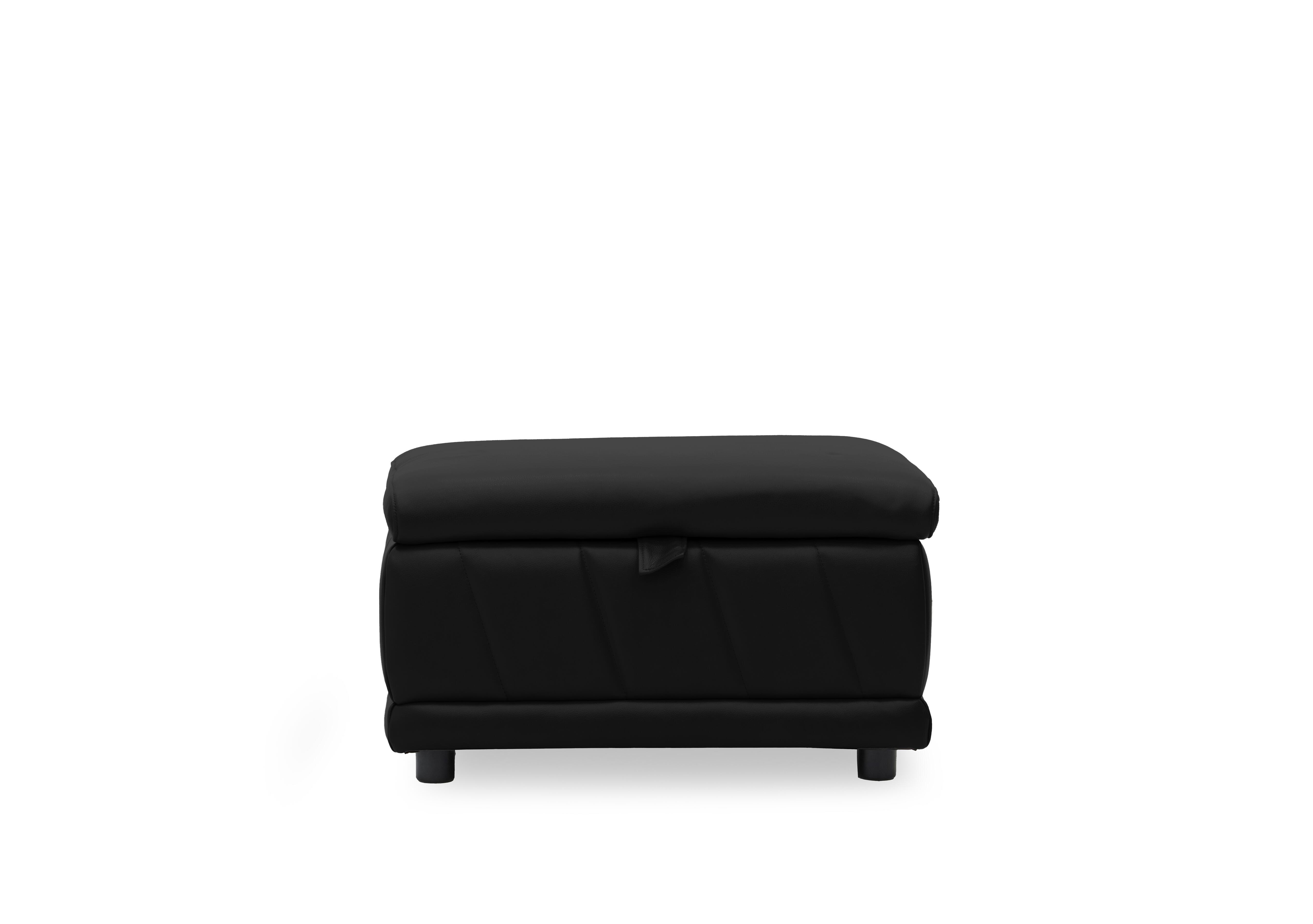 Genius Leather Storage Footstool in Oslo Jet Black Cat-40/23 on Furniture Village