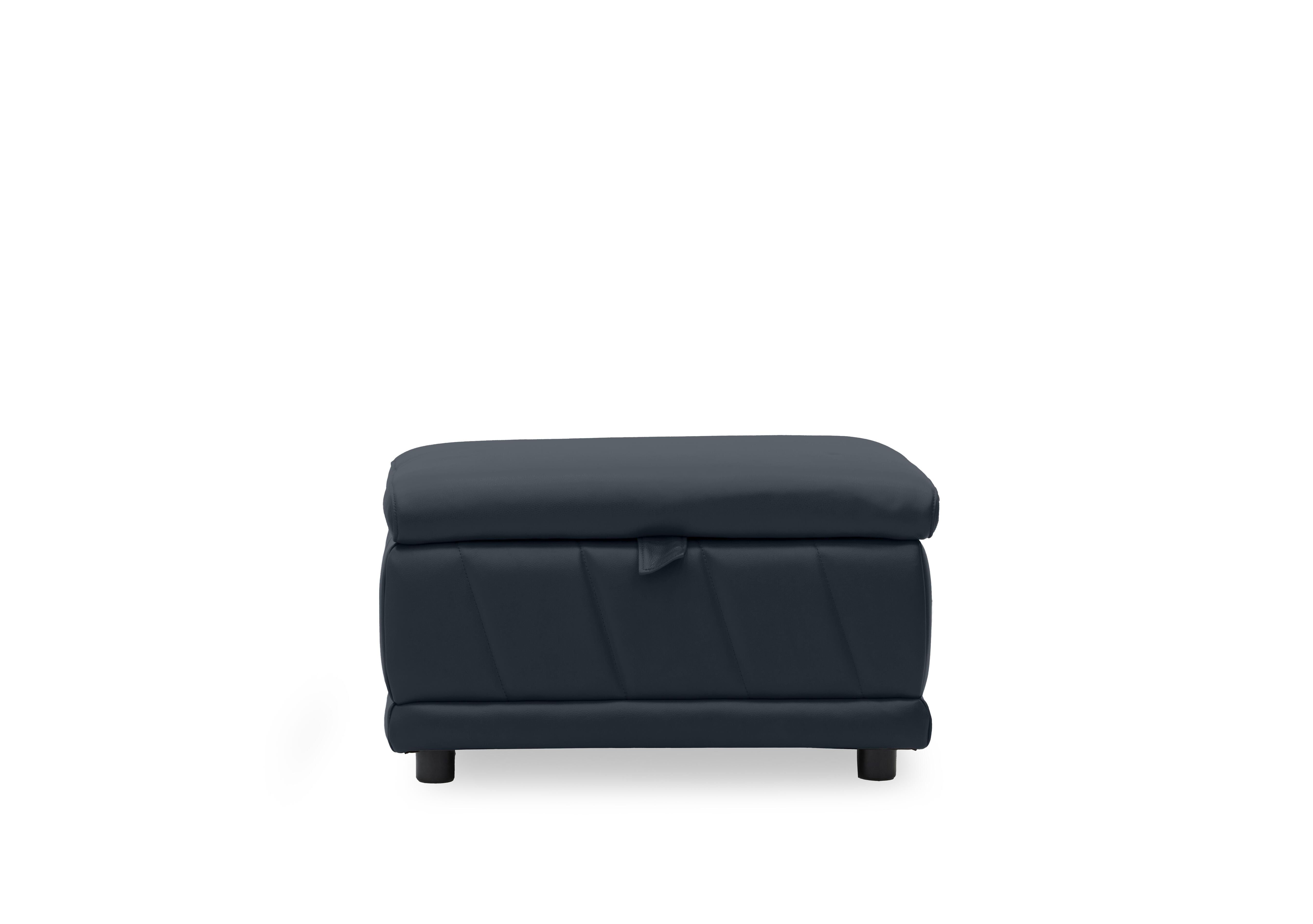 Genius Leather Storage Footstool in Oslo Navy Cat-40/24 on Furniture Village