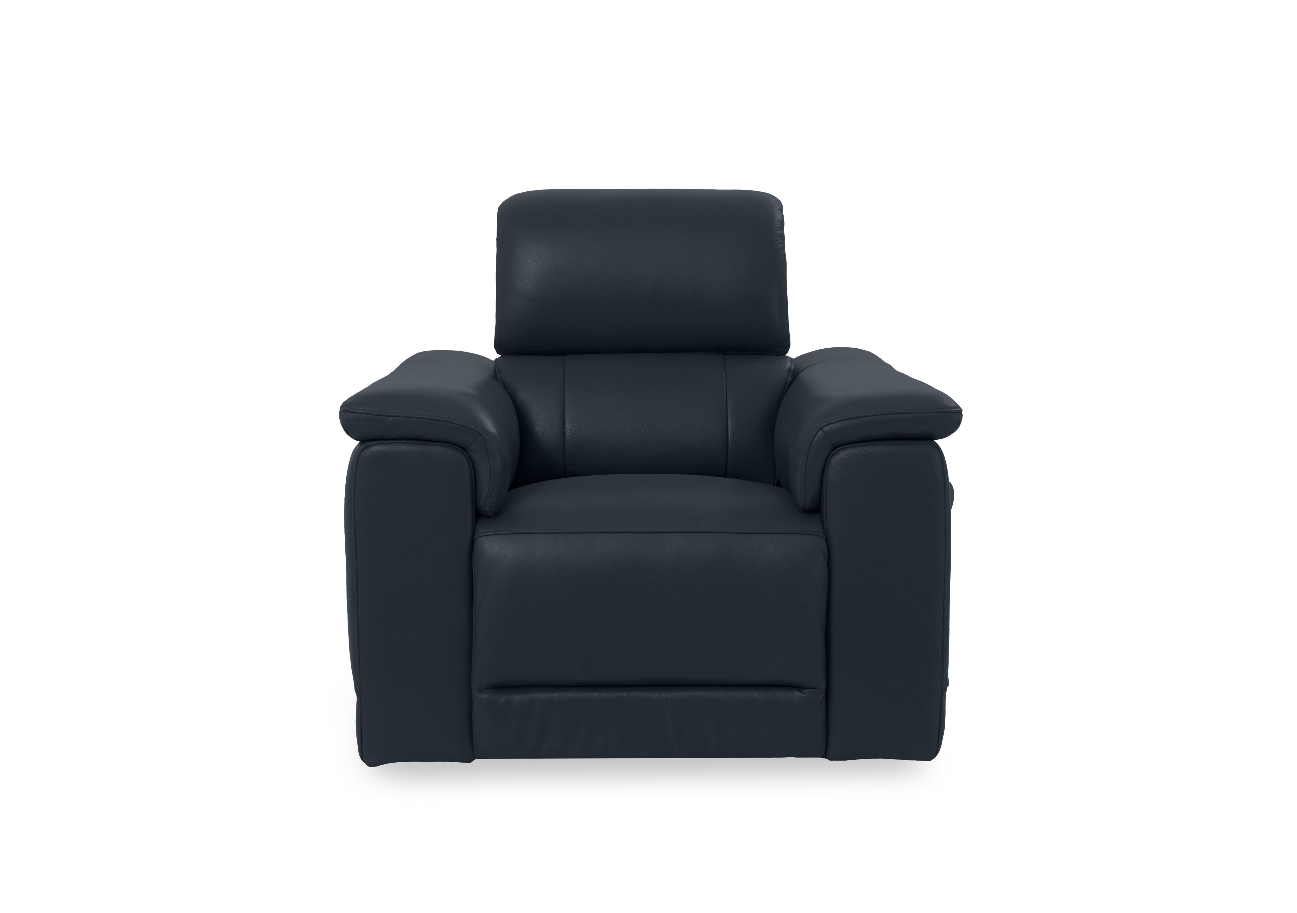 Genius Leather Power Recliner Chair with Power Headrest in Oslo Navy Cat-40/24 on Furniture Village