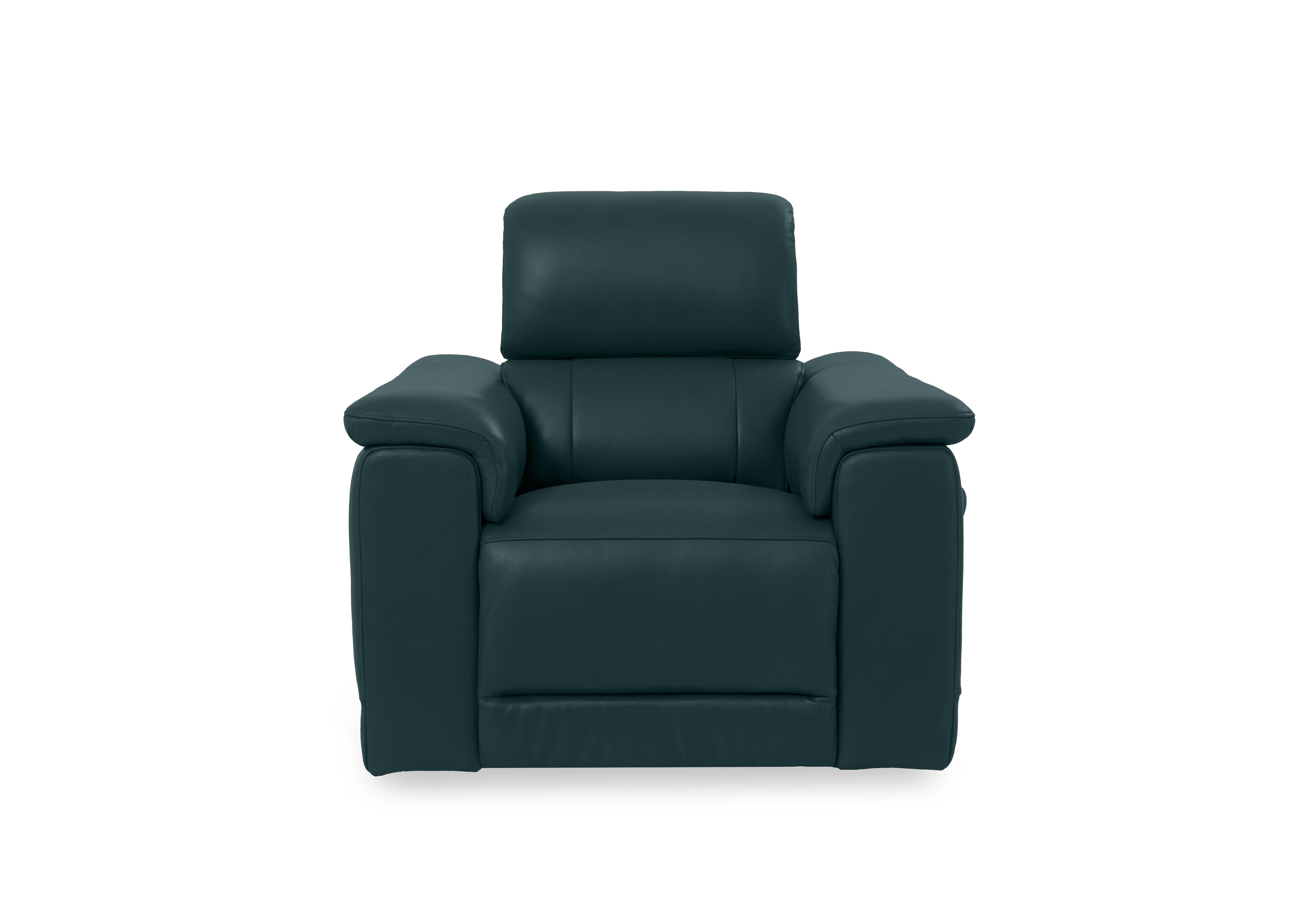 Genius Leather Power Recliner Chair with Power Headrest in Oslo Peacock Cat-40/09 on Furniture Village