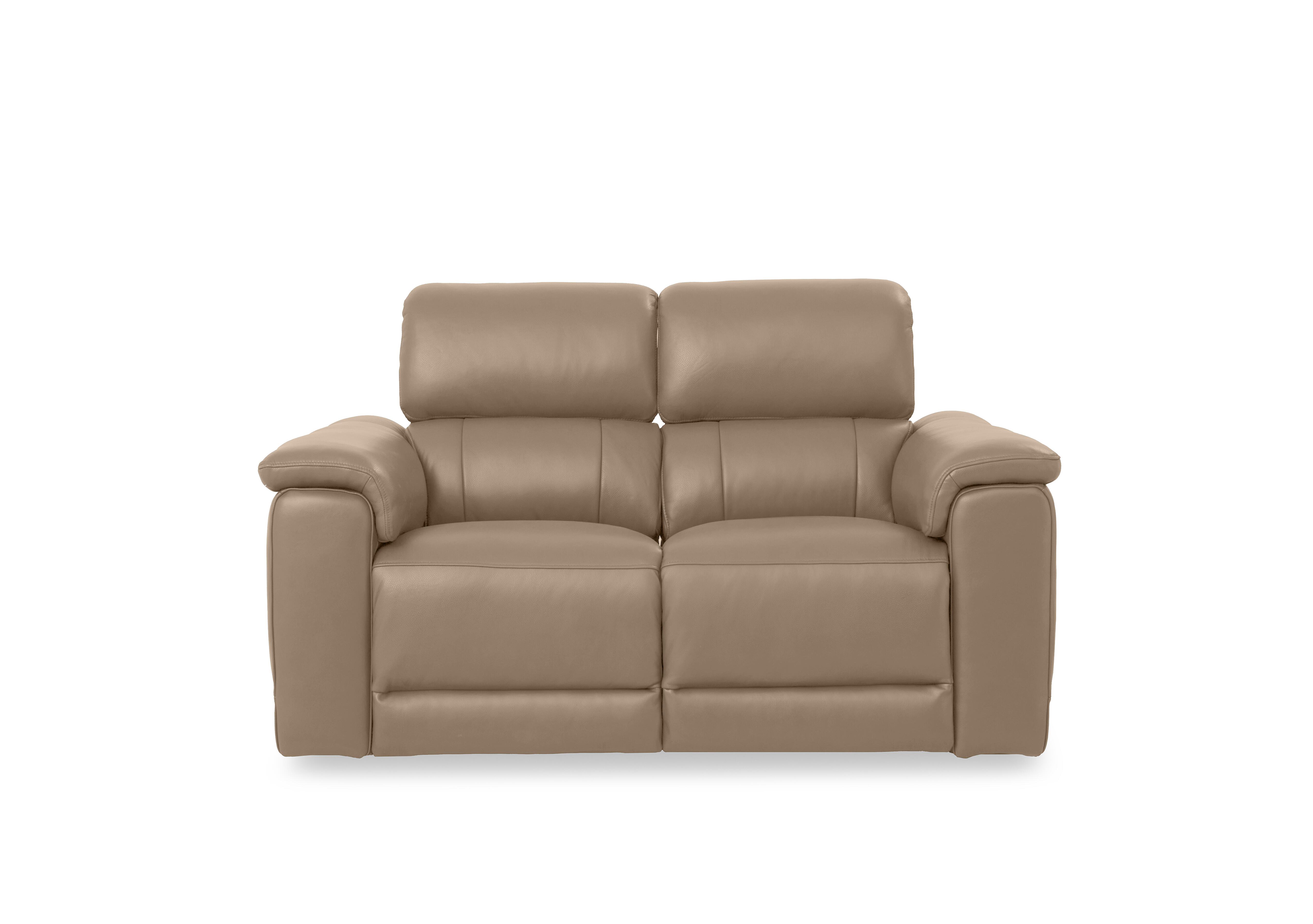 Genius Leather 2 Seater Power Recliner Sofa with Power Headrests in Montana Barley Cat-60/06 on Furniture Village
