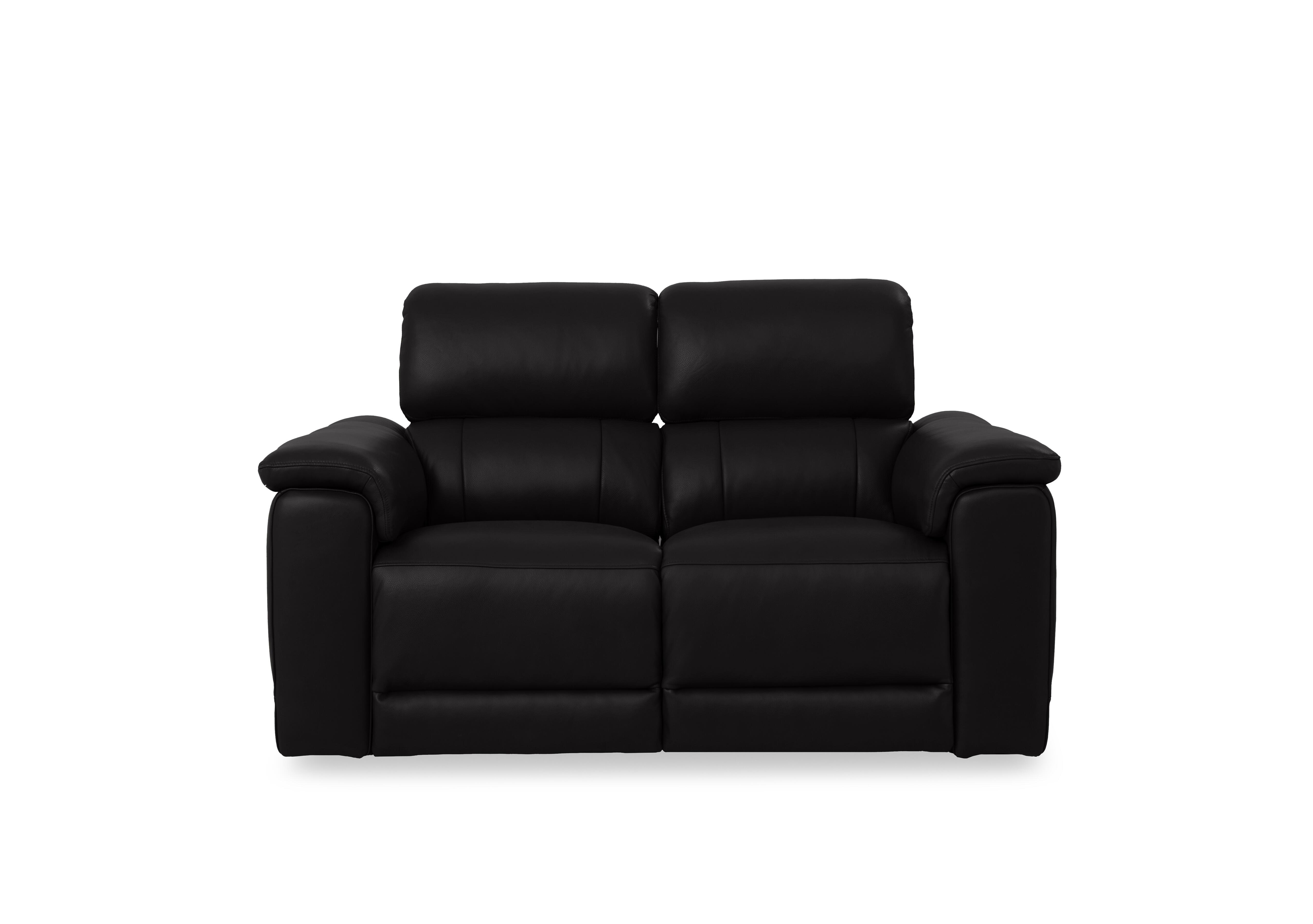 Genius Leather 2 Seater Power Recliner Sofa with Power Headrests in Montana Jet Black Cat-60/22 on Furniture Village