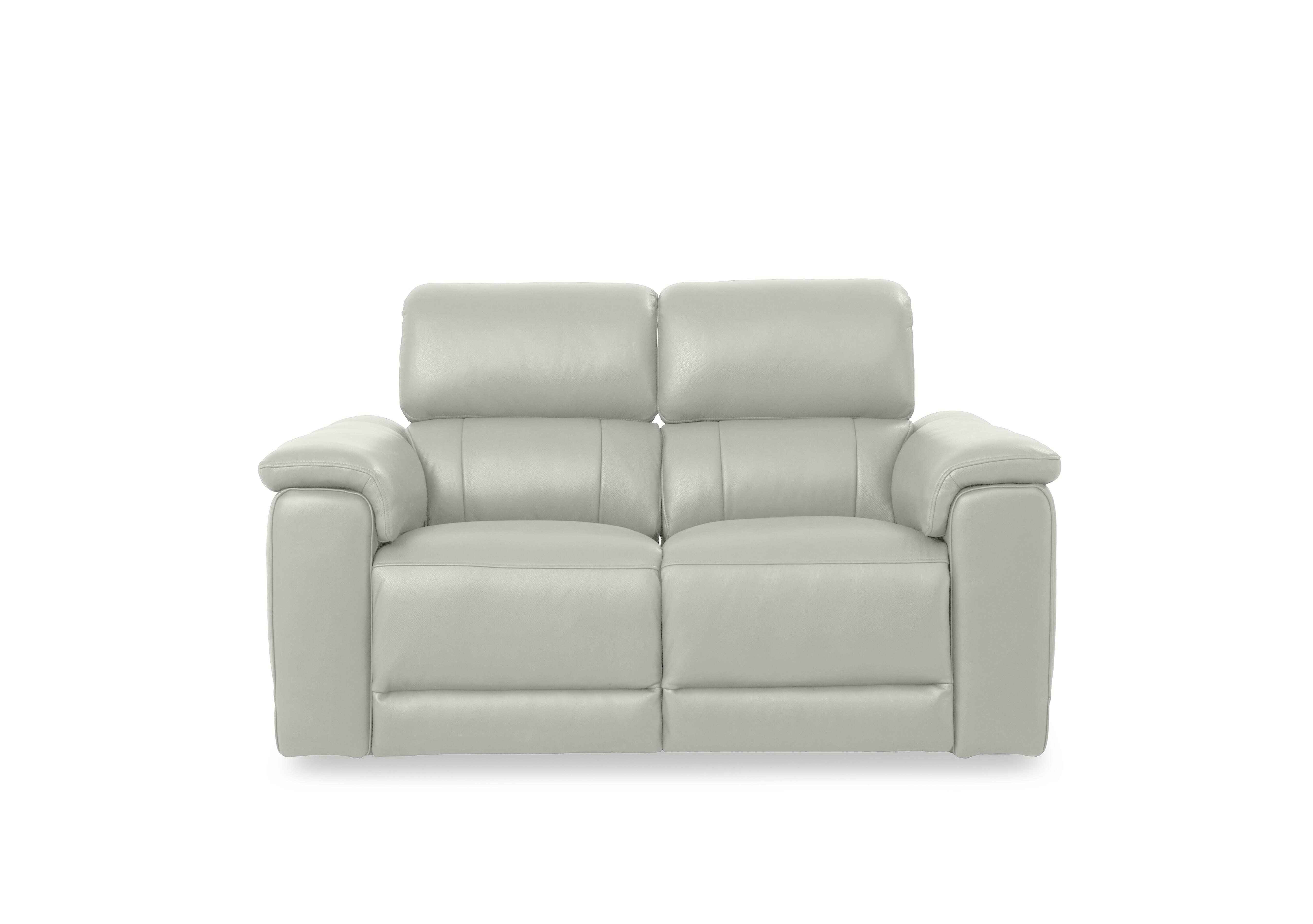 Genius Leather 2 Seater Power Recliner Sofa with Power Headrests in Oslo Light Grey Cat-40/27 on Furniture Village