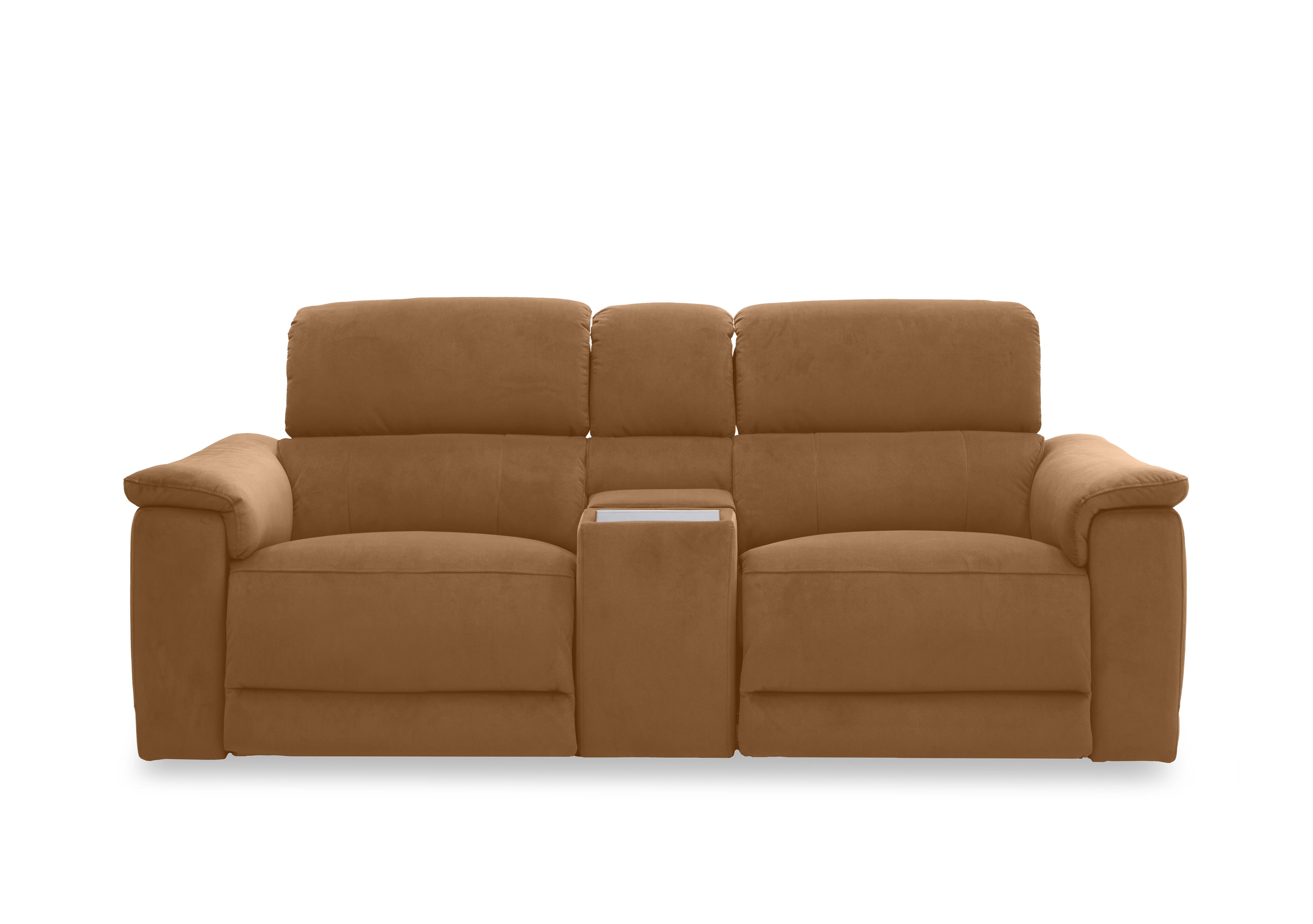 Genius Fabric 2 Seater Power Recliner Media Sofa with Power Headrest, Power Lumbar and Heated Seats in Bella Copper 43273 on Furniture Village