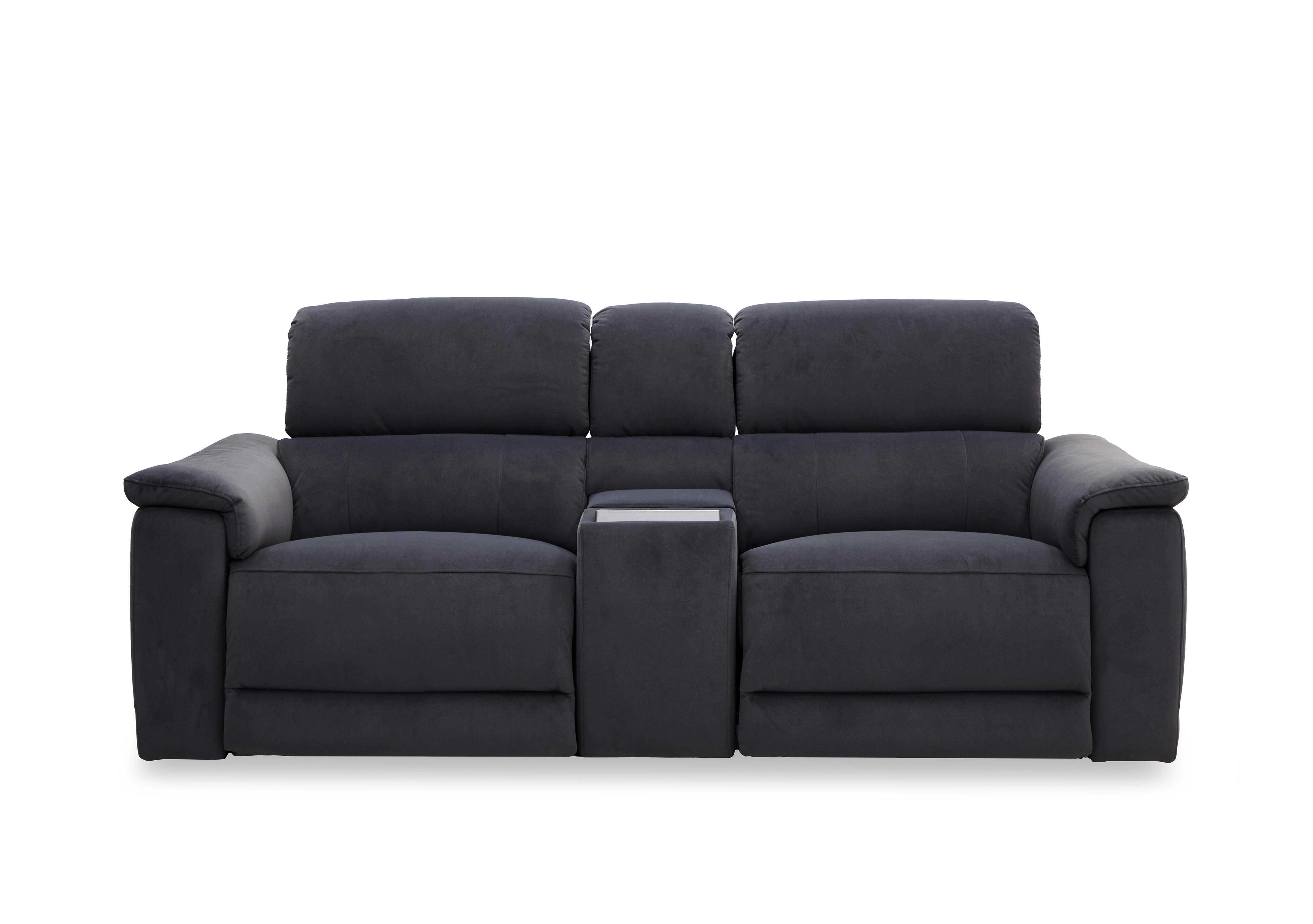 Genius Fabric 2 Seater Power Recliner Media Sofa with Power Headrest, Power Lumbar and Heated Seats in Bella Iron Grey 43460 on Furniture Village