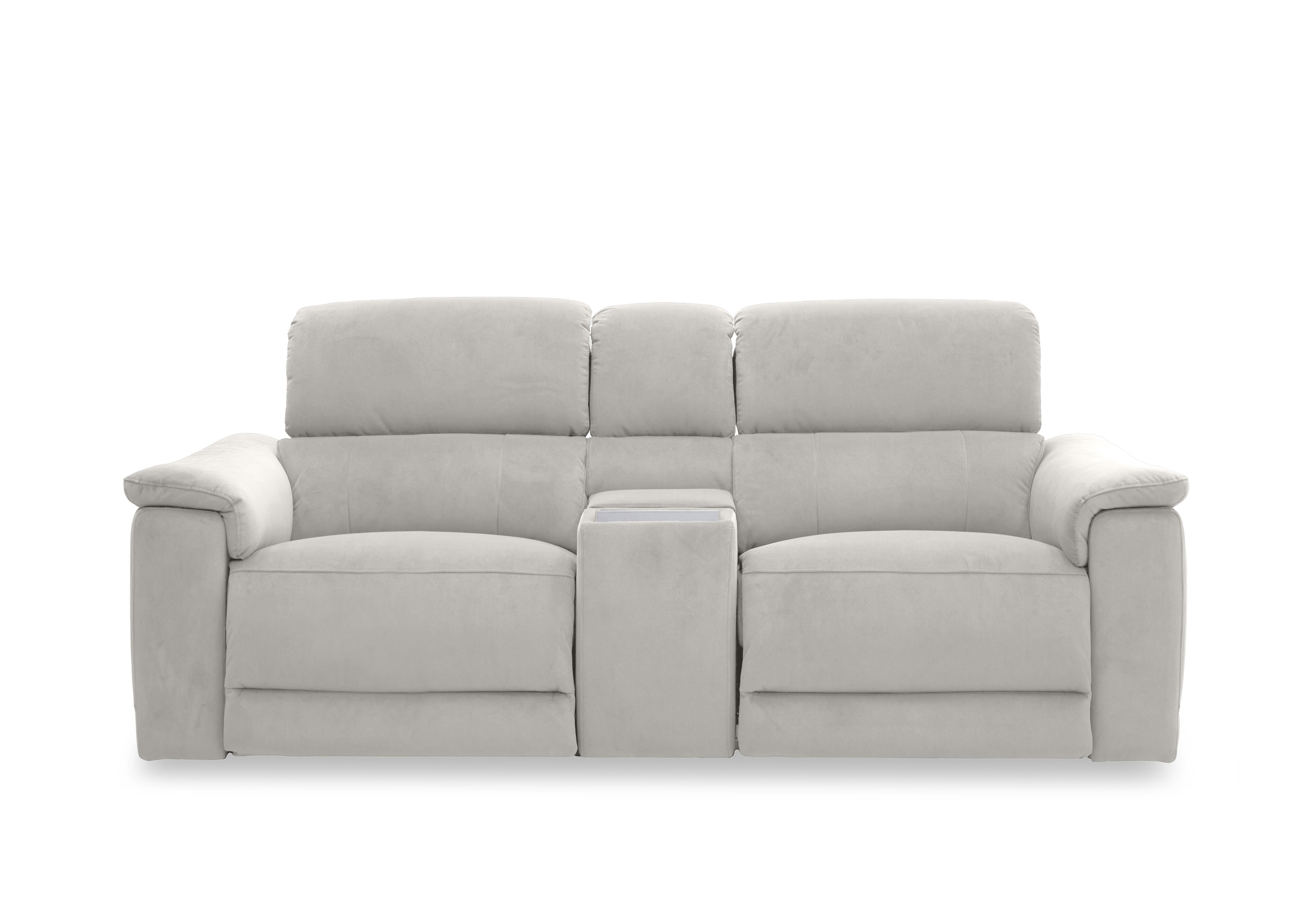 Genius Fabric 2 Seater Power Recliner Media Sofa with Power Headrest, Power Lumbar and Heated Seats in Bella Lead Grey 43451 on Furniture Village