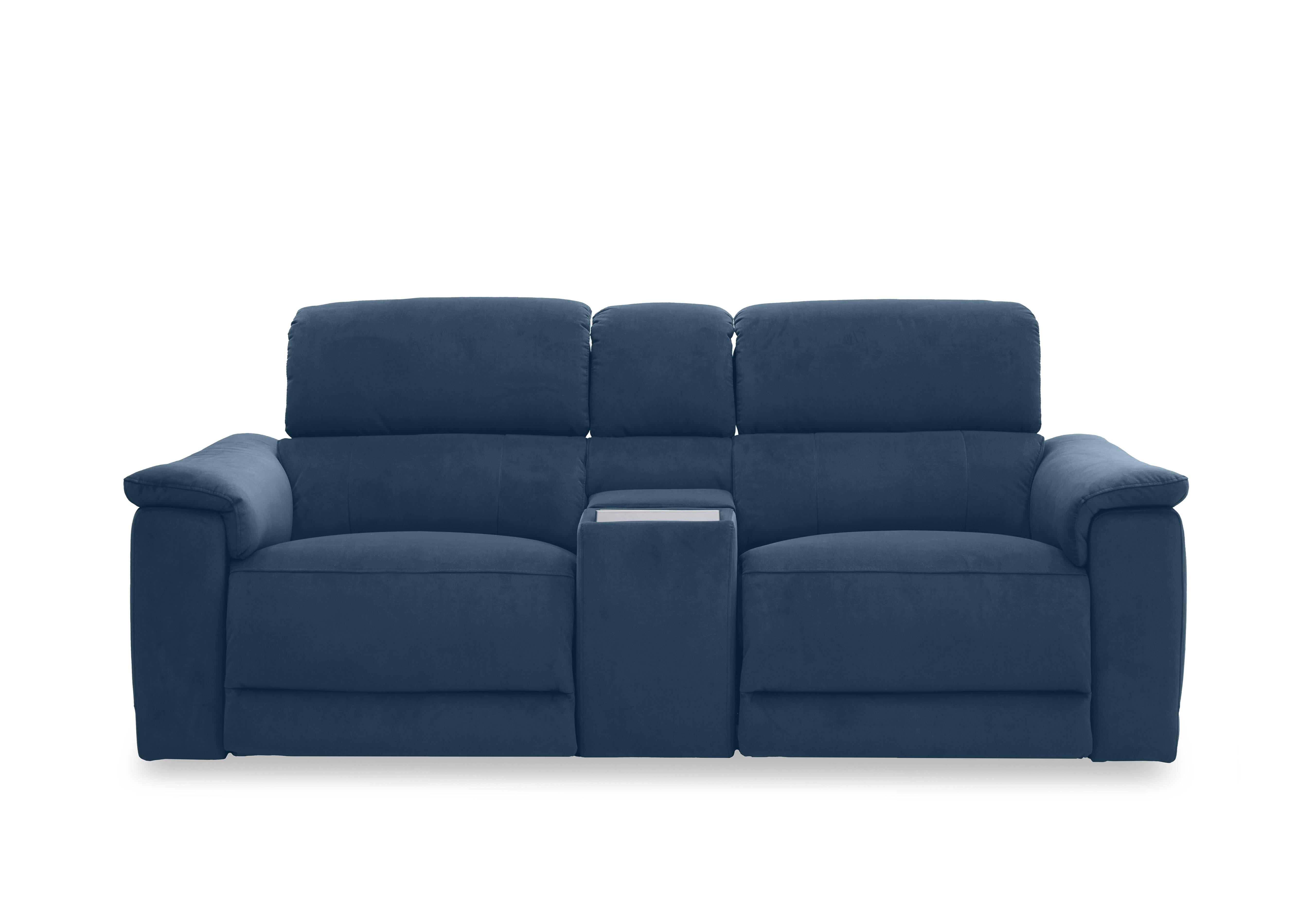Genius Fabric 2 Seater Power Recliner Media Sofa with Power Headrest, Power Lumbar and Heated Seats in Bella Navy 43330 on Furniture Village