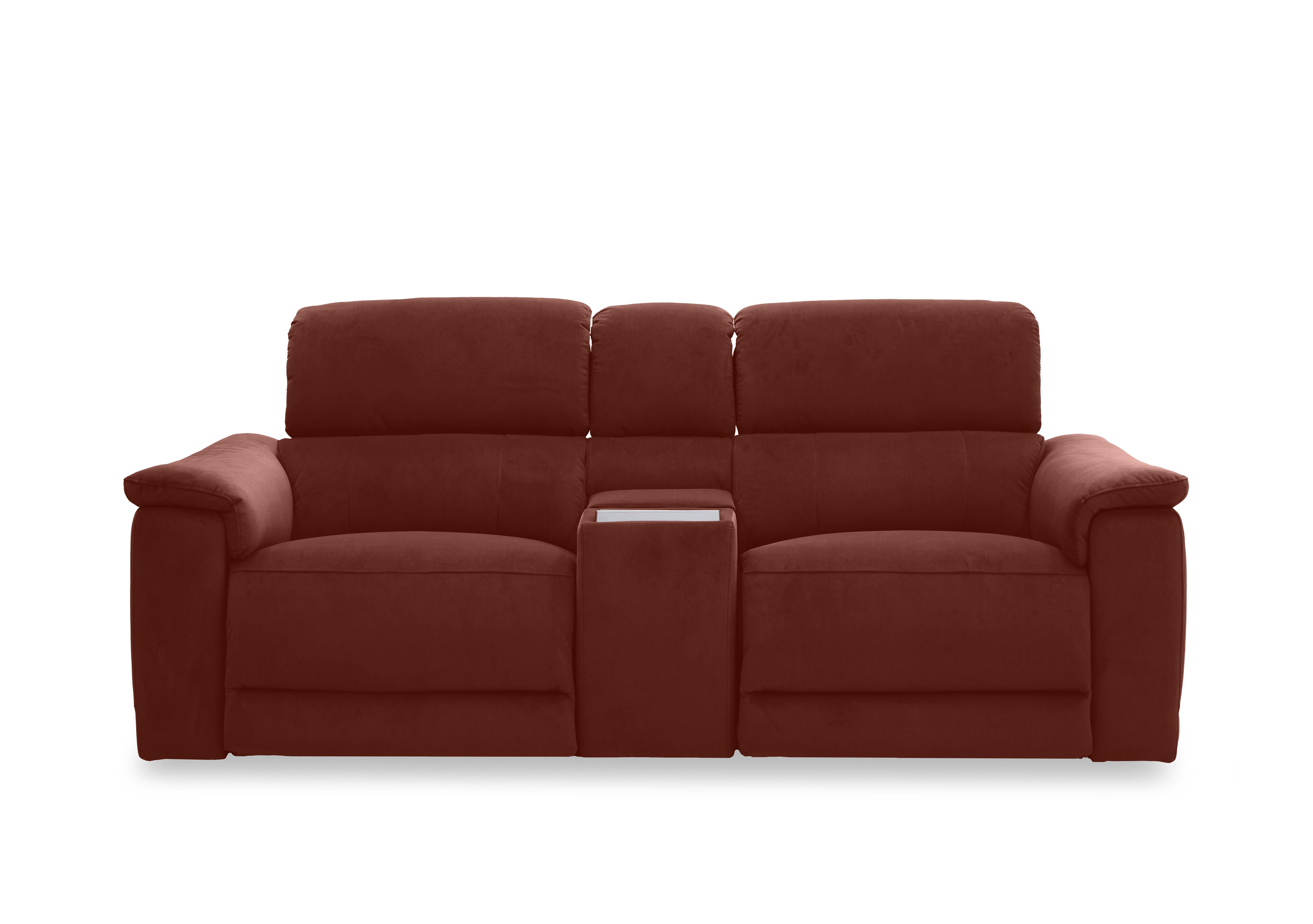 Genius Fabric 2 Seater Power Recliner Media Sofa with Power Headrest, Power Lumbar and Heated Seats in Bella Rust 43232 on Furniture Village