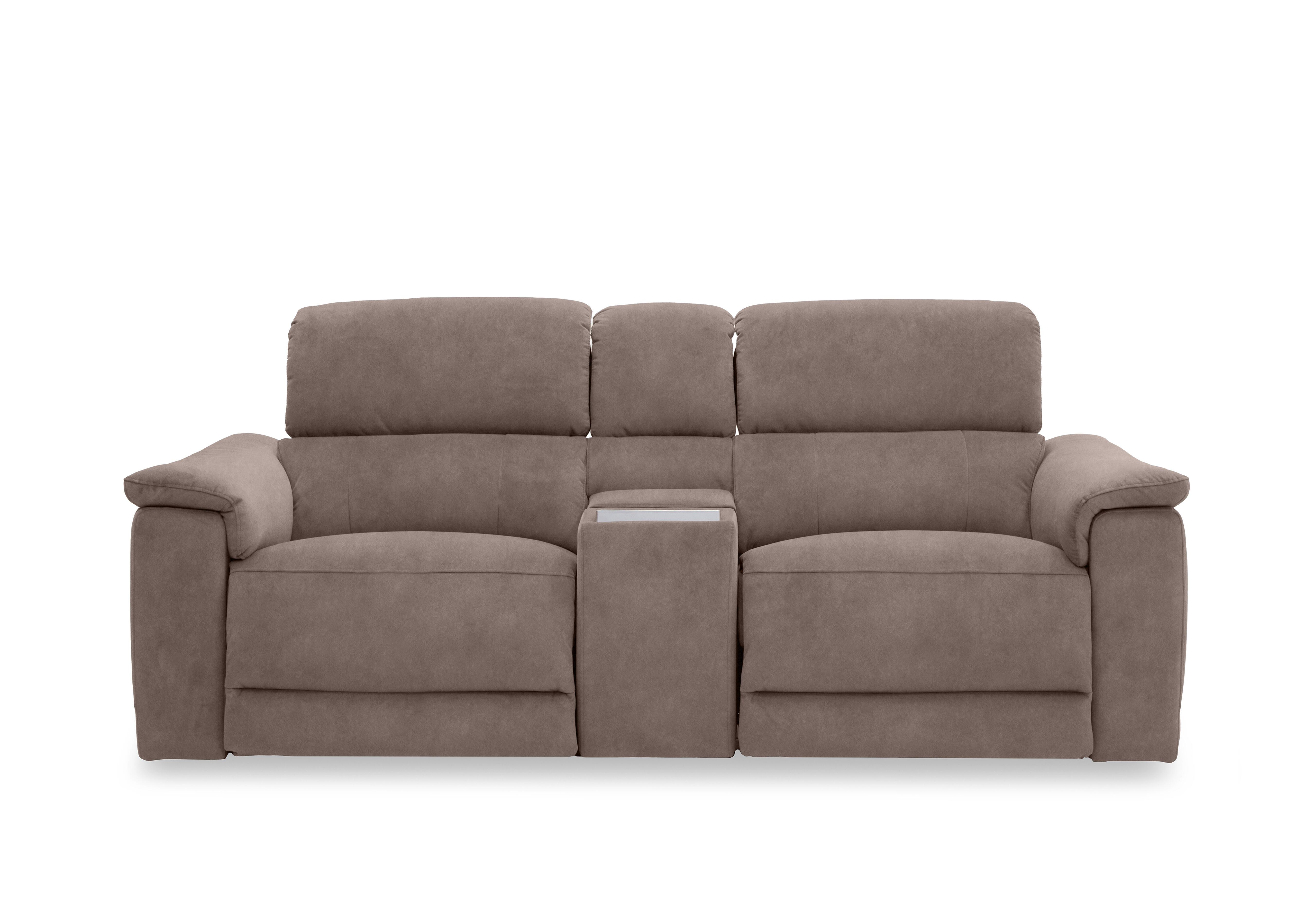 Genius Fabric 2 Seater Power Recliner Media Sofa with Power Headrest, Power Lumbar and Heated Seats in Marble Charcoal Grey 18175 on Furniture Village