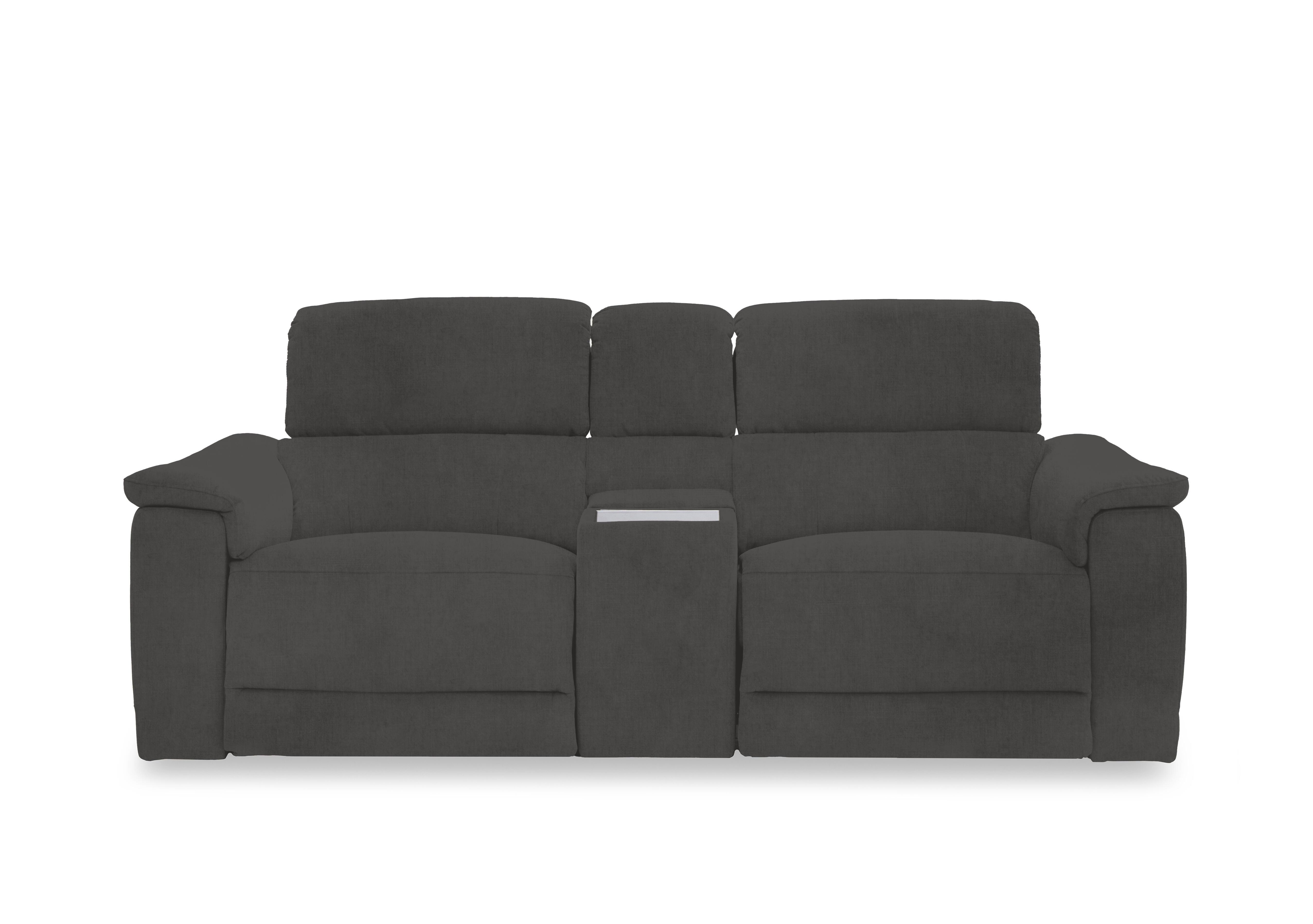 Genius Fabric 2 Seater Power Recliner Media Sofa with Power Headrest, Power Lumbar and Heated Seats in Opulence Granite 51012 on Furniture Village