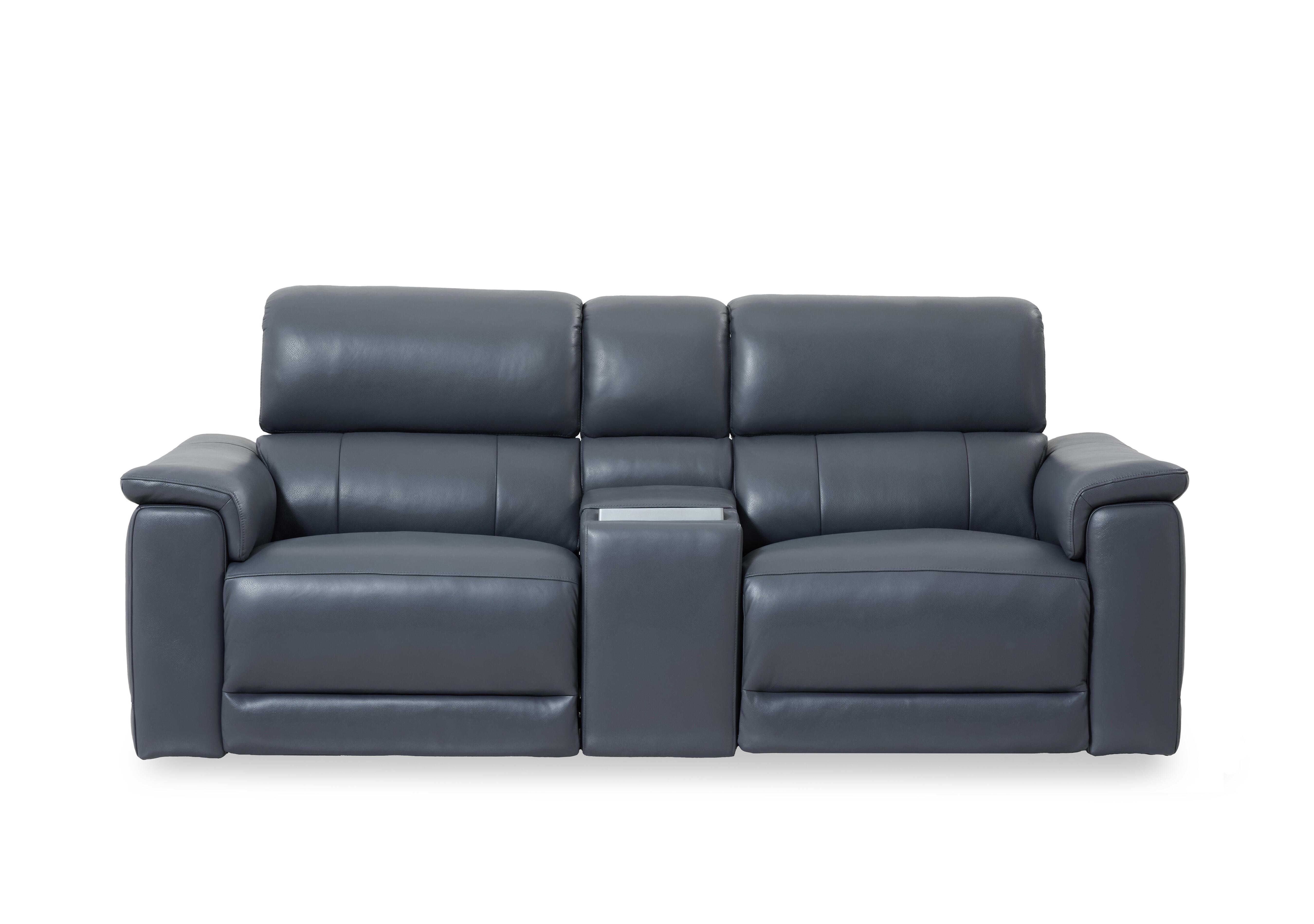 Genius Leather 2 Seater Power Recliner Media Sofa with Power Headrest, Power Lumbar and Heated Seats in Montana Lavender Gry Cat-60/18 on Furniture Village