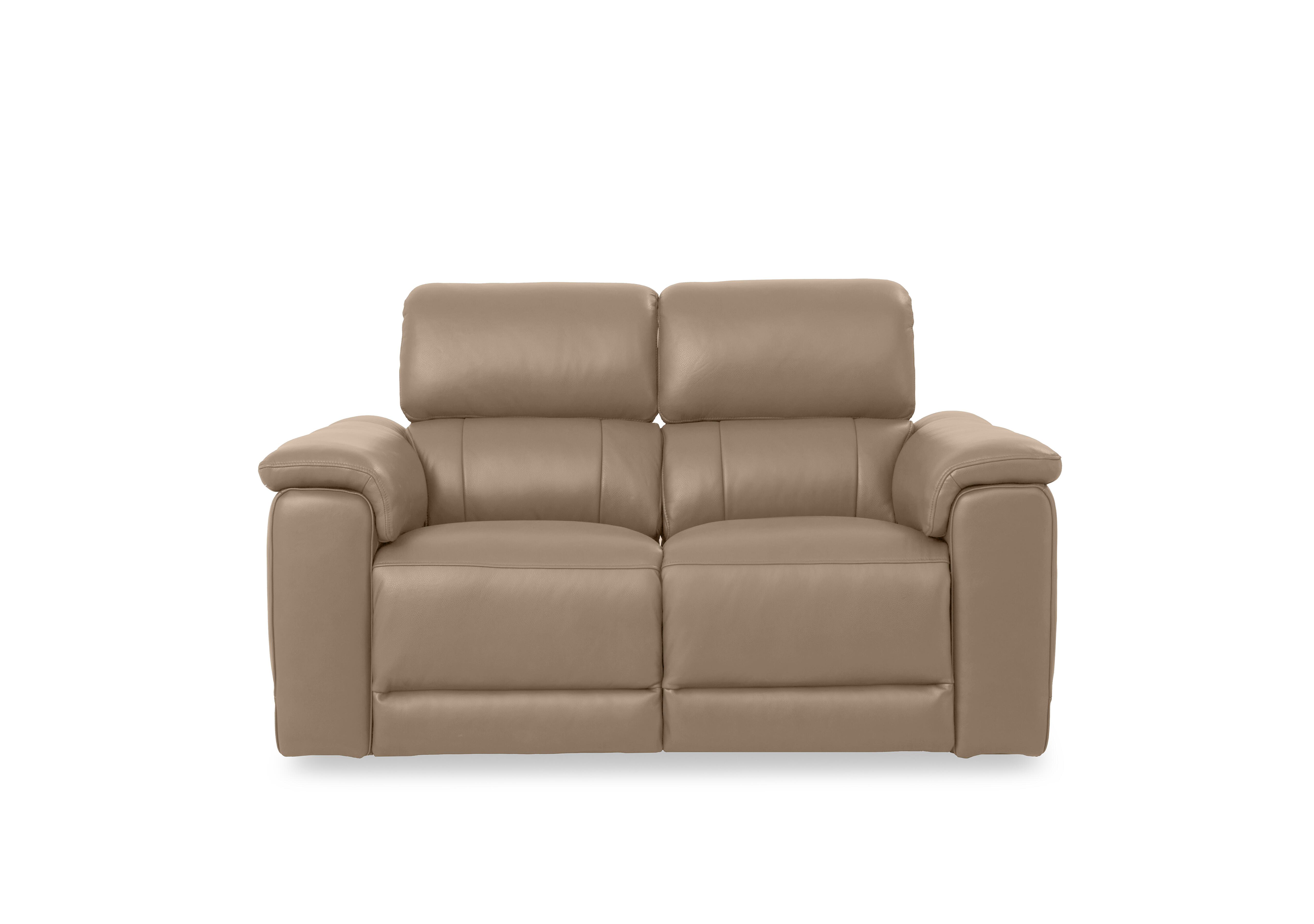 Genius Leather 2 Seater Power Recliner Sofa with Power Headrests and Bluetooth Speakers in Montana Barley Cat-60/06 on Furniture Village