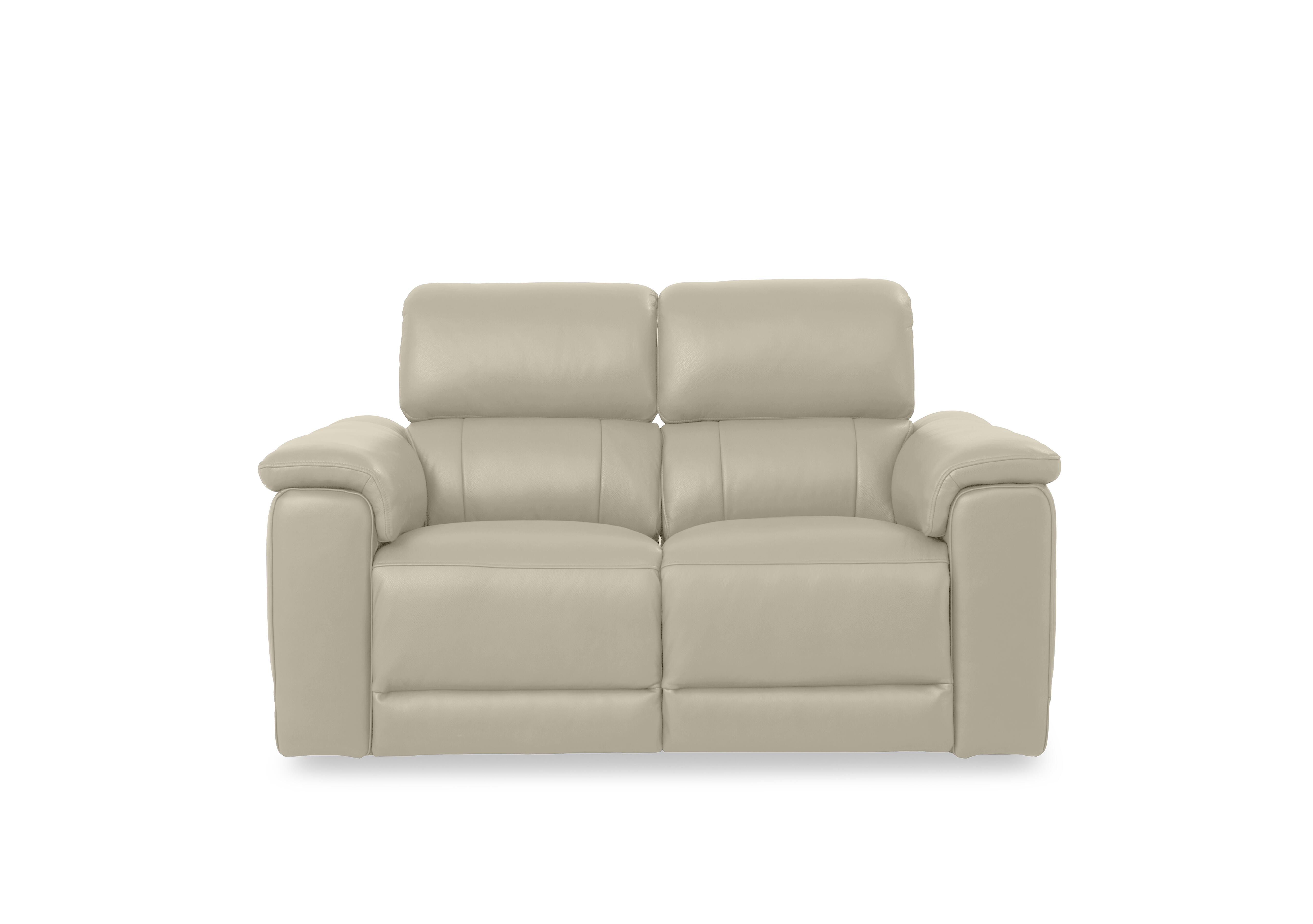 Genius Leather 2 Seater Power Recliner Sofa with Power Headrests and Bluetooth Speakers in Montana Bone China Cat-60/05 on Furniture Village