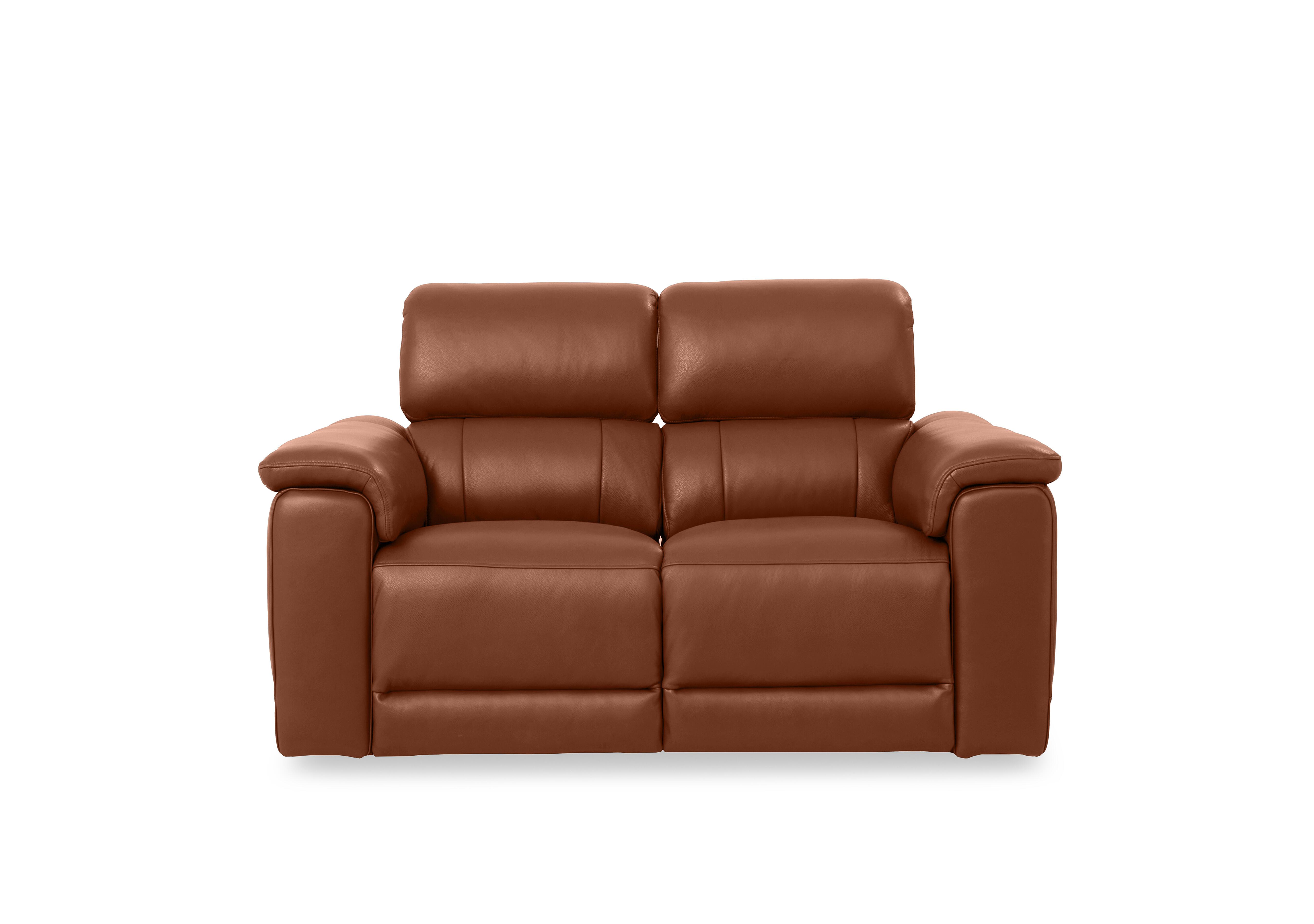 Genius Leather 2 Seater Power Recliner Sofa with Power Headrests and Bluetooth Speakers in Montana Butterscotch Cat-60/07 on Furniture Village