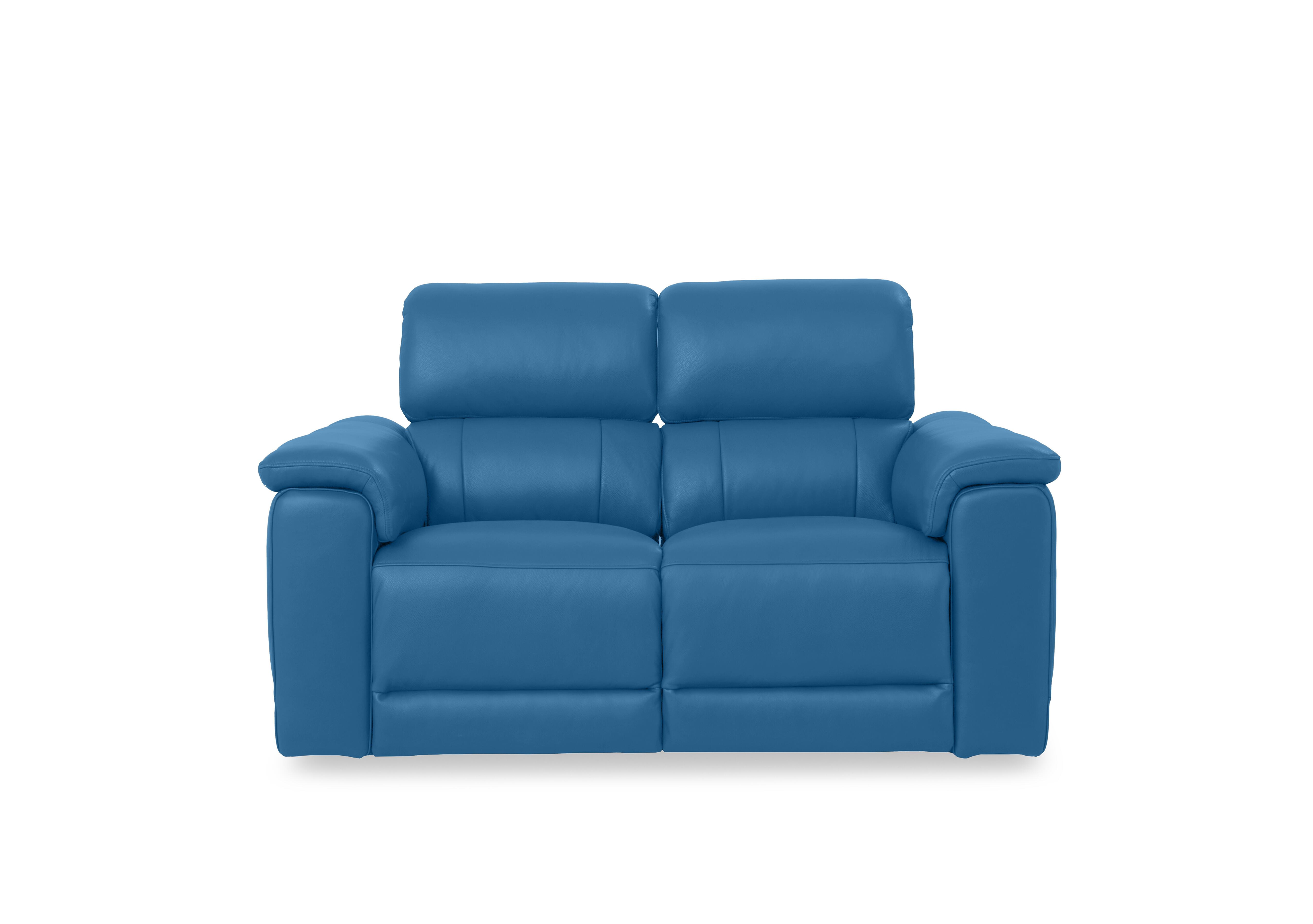 Genius Leather 2 Seater Power Recliner Sofa with Power Headrests and Bluetooth Speakers in Oslo Aegean Cat-40/12 on Furniture Village