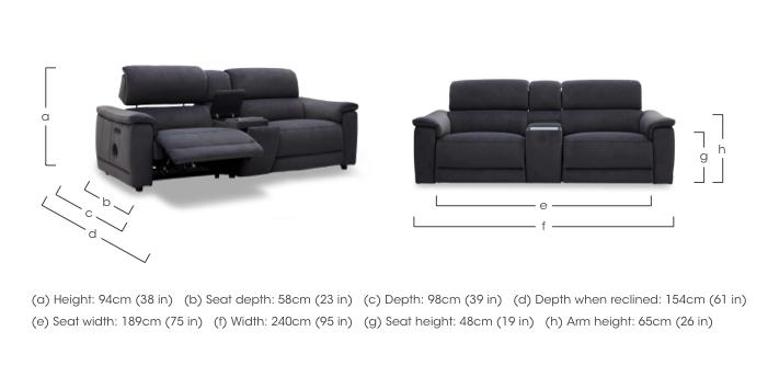 Genius Fabric 3 Seater Power Recliner Media Sofa with Power
